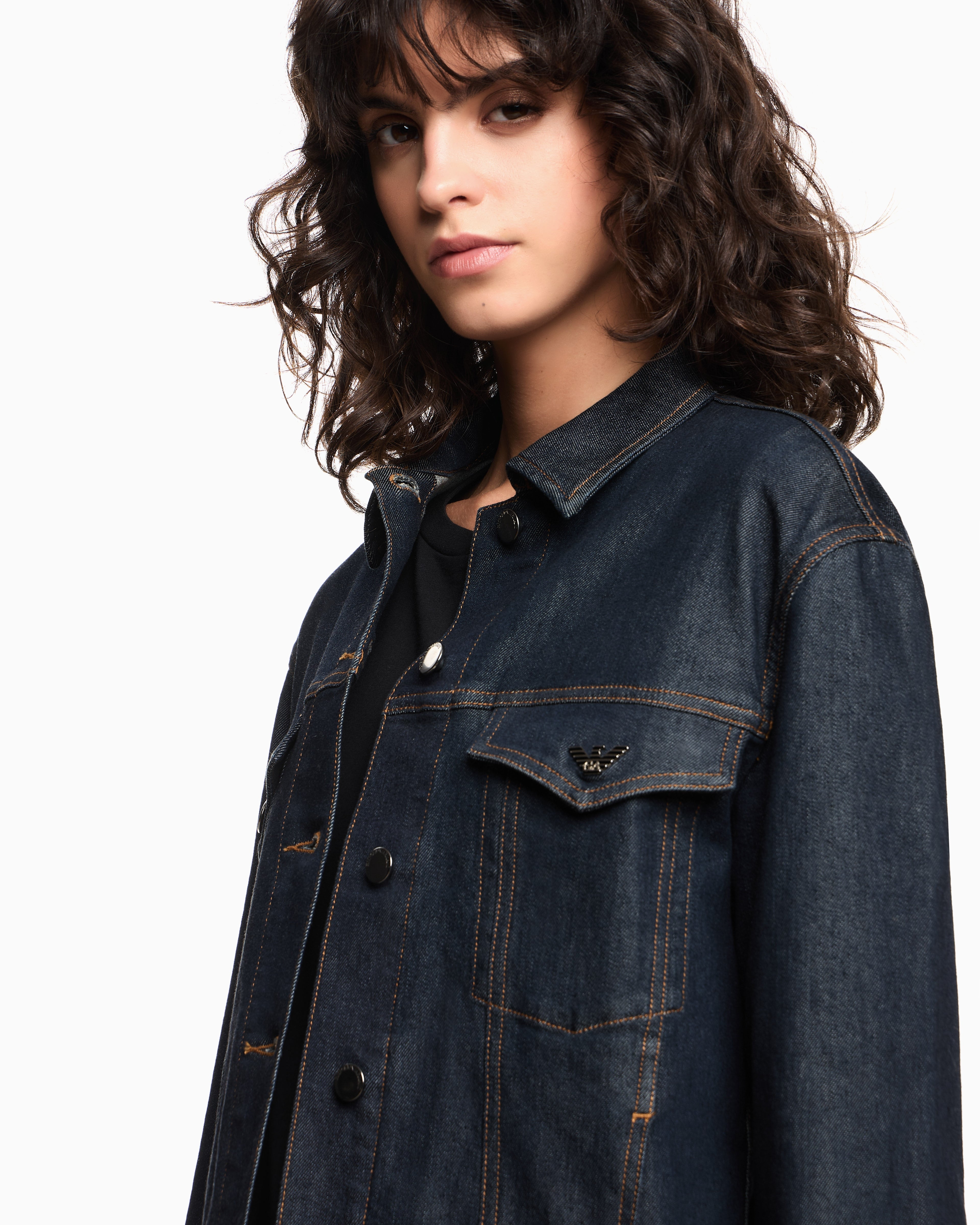 Emporio Armani Rinsed denim jacket in cotton with contrast stitching