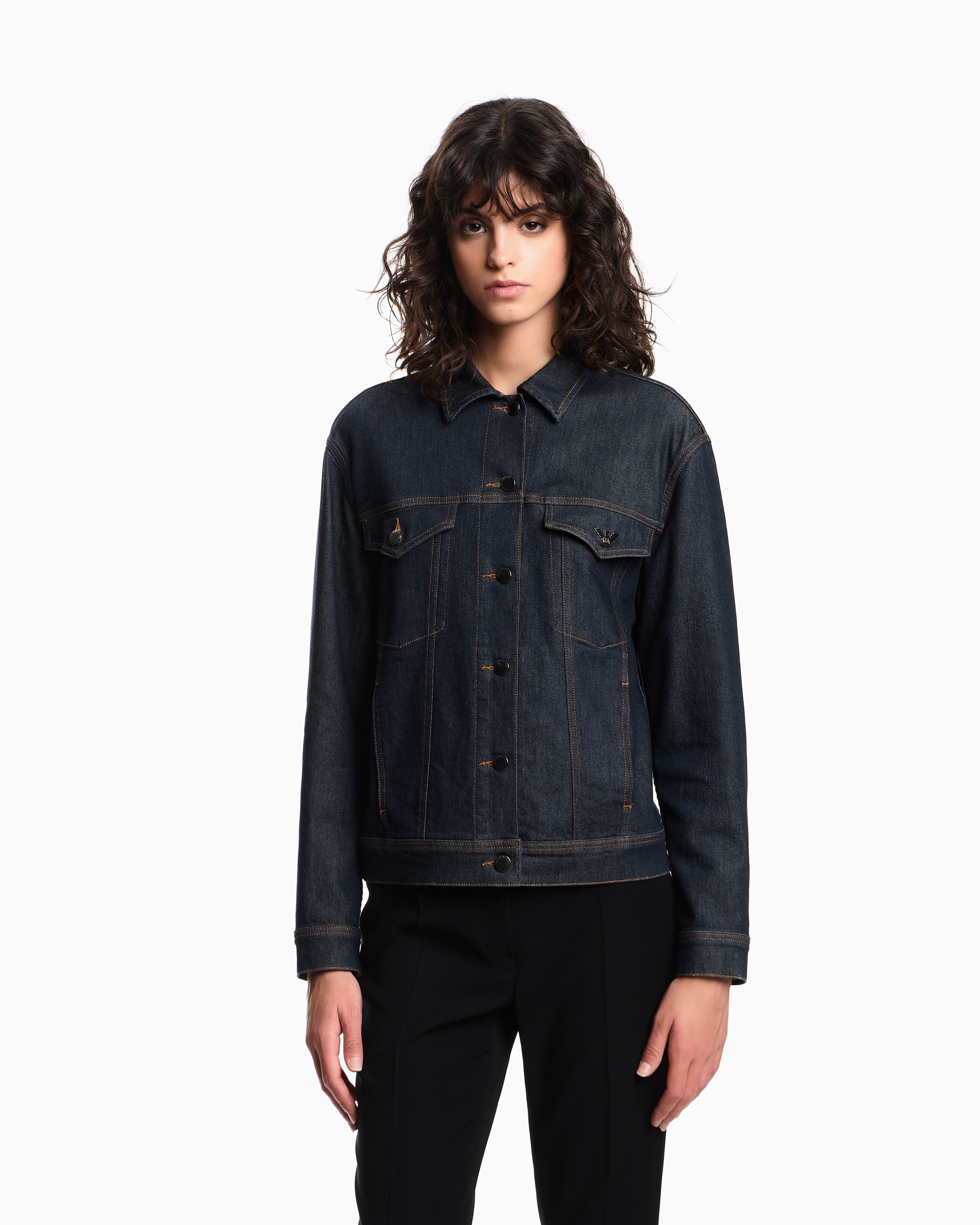 Emporio Armani Rinsed denim jacket in cotton with contrast stitching