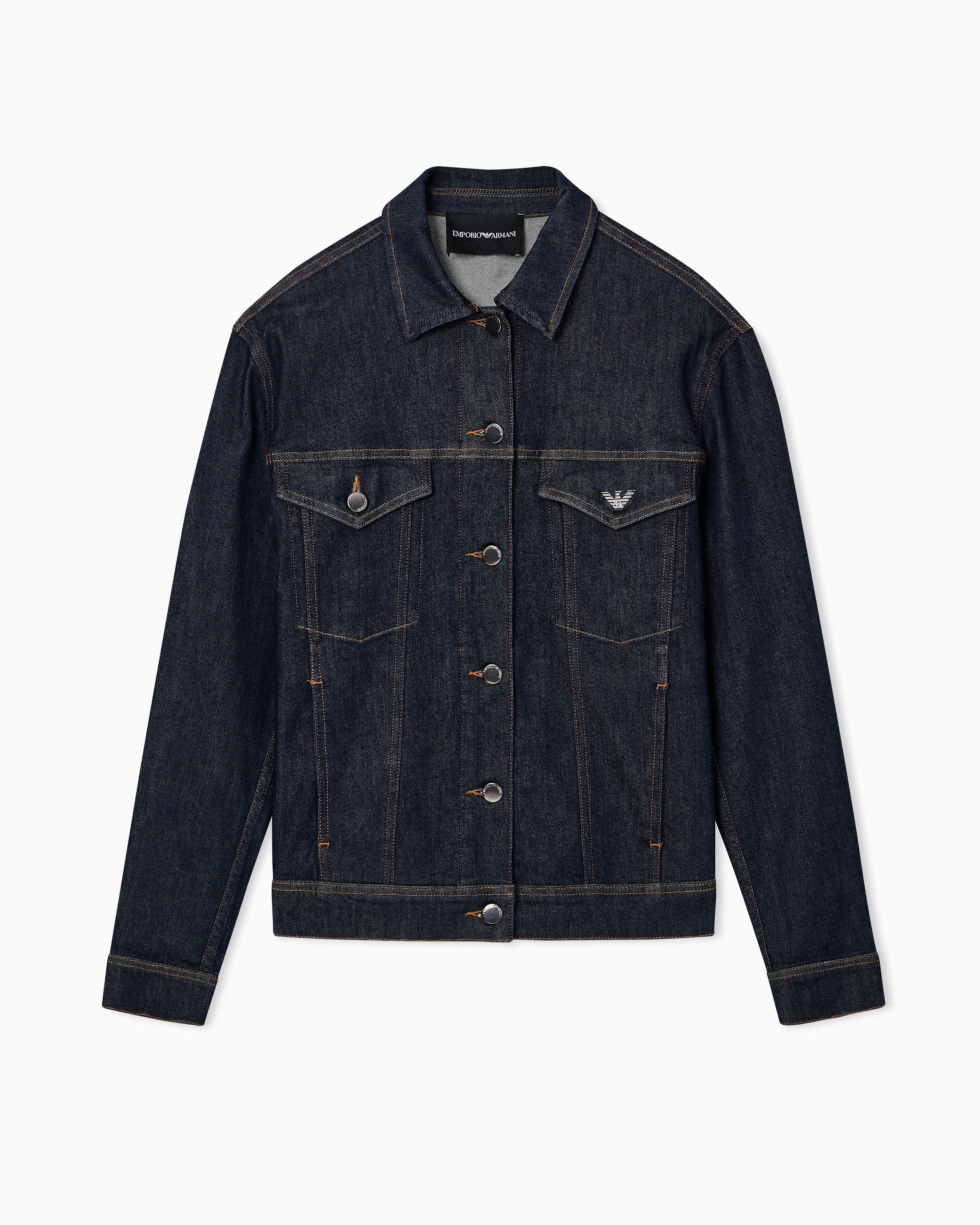 Emporio Armani Rinsed denim jacket in cotton with contrast stitching