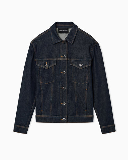 Emporio Armani Rinsed denim jacket in cotton with contrast stitching