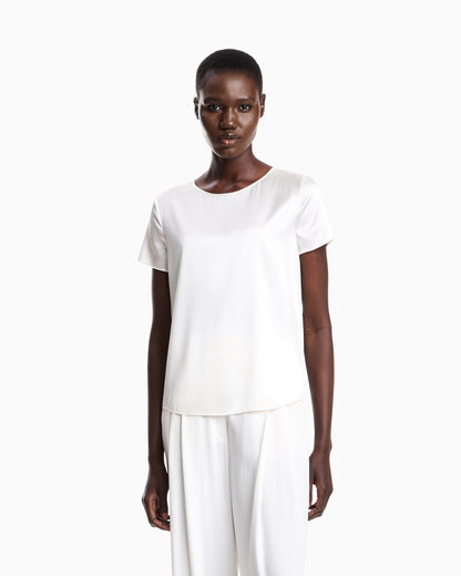 Emporio Armani Satin blouse in a silk blend with short sleeves Essential