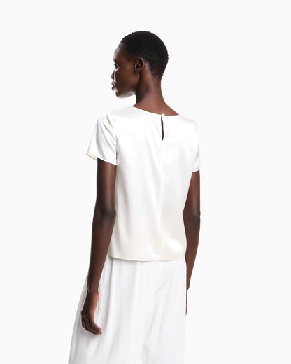 Emporio Armani Satin blouse in a silk blend with short sleeves Essential