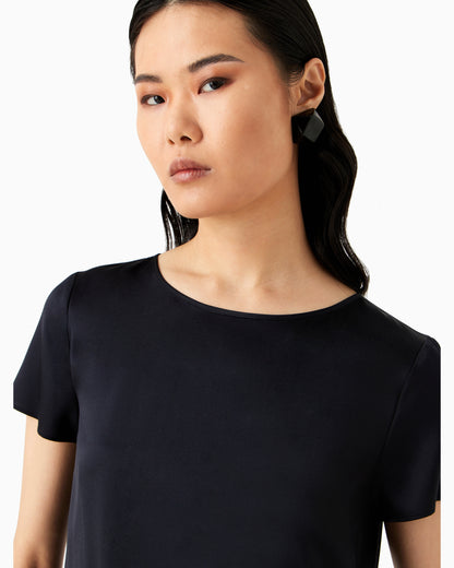 Emporio Armani Satin blouse in a silk blend with short sleeves Essential
