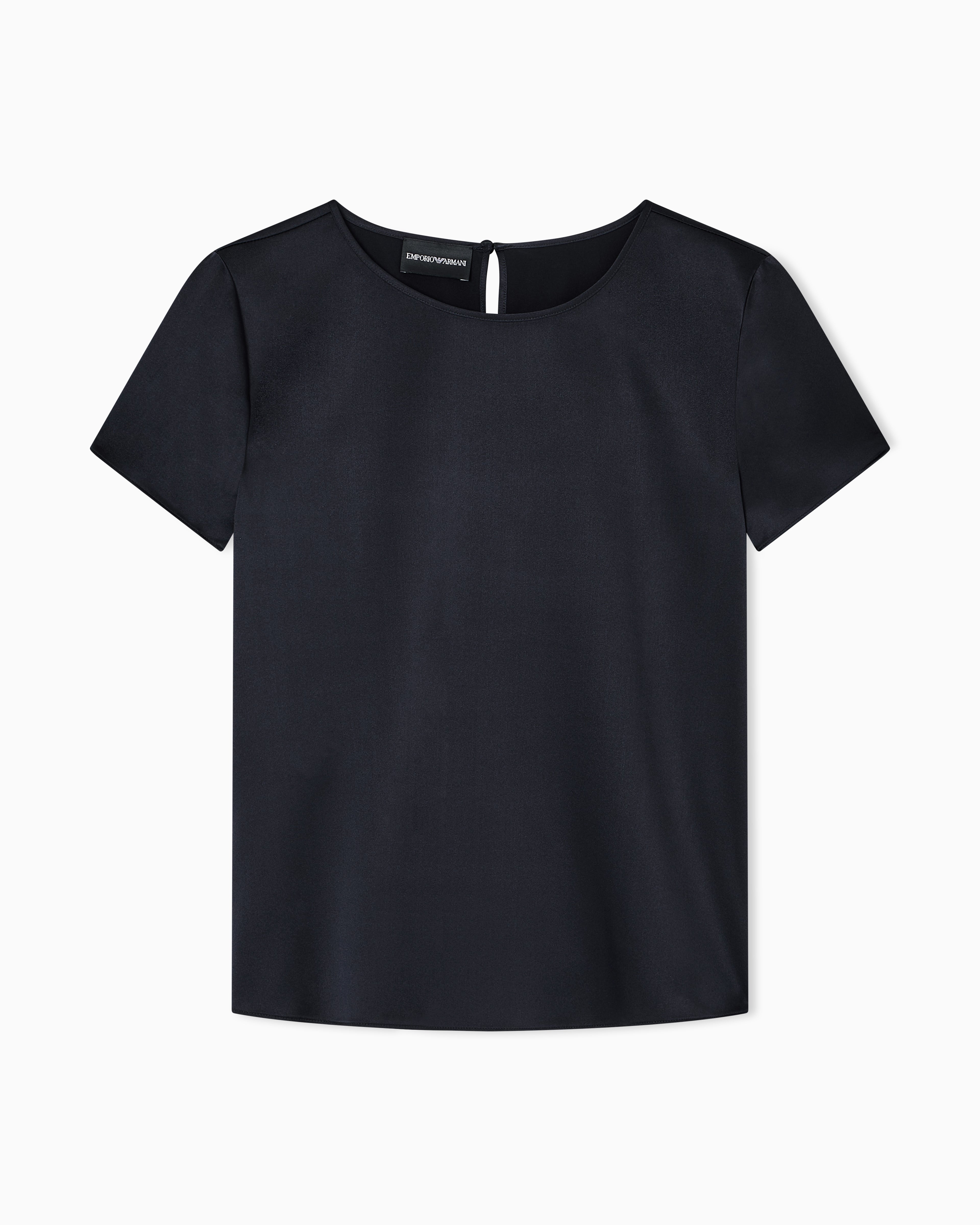 Emporio Armani Satin blouse in a silk blend with short sleeves Essential