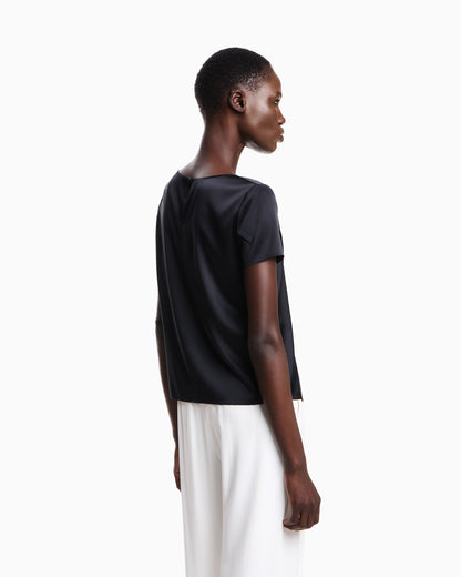 Emporio Armani Satin blouse in a silk blend with short sleeves Essential