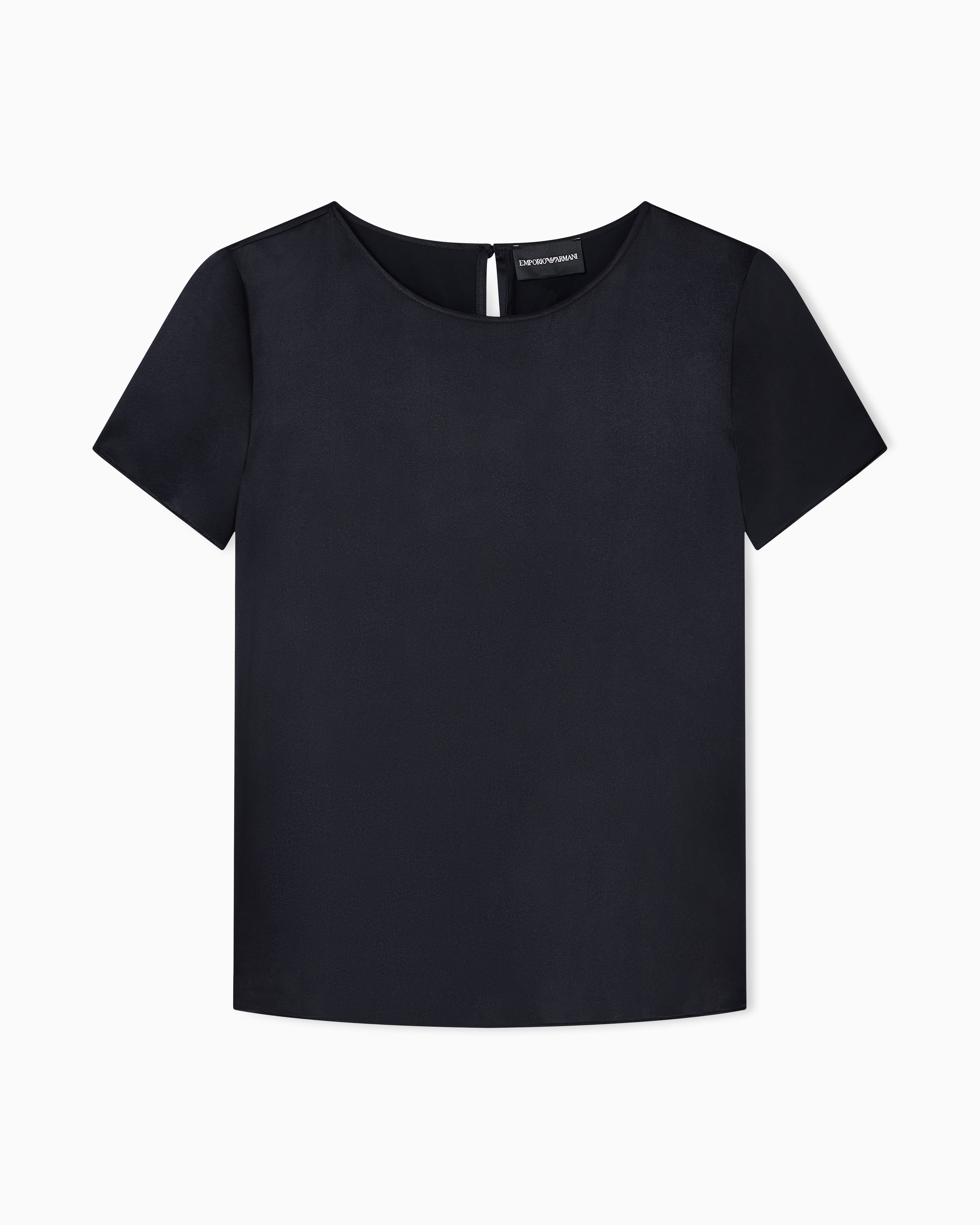 Emporio Armani Satin blouse in a silk blend with short sleeves Essential