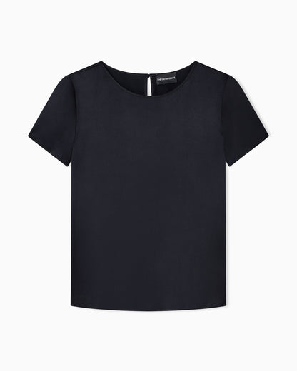 Emporio Armani Satin blouse in a silk blend with short sleeves Essential