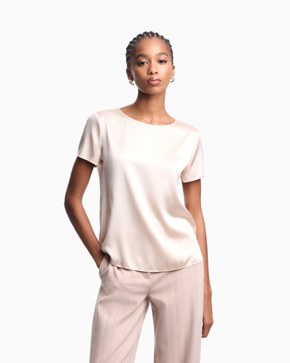 Emporio Armani Satin blouse in a silk blend with short sleeves Essential