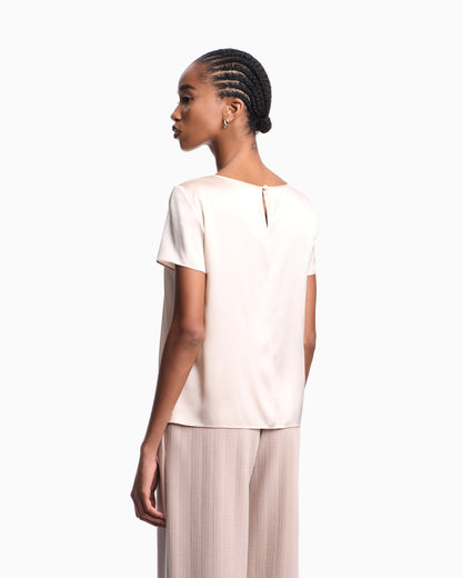 Emporio Armani Satin blouse in a silk blend with short sleeves Essential