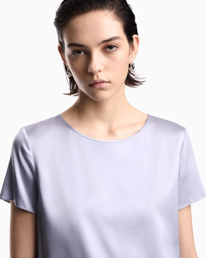 Emporio Armani Satin blouse in a silk blend with short sleeves Essential