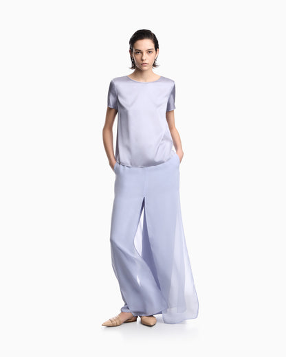 Emporio Armani Satin blouse in a silk blend with short sleeves Essential