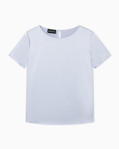 Emporio Armani Satin blouse in a silk blend with short sleeves Essential