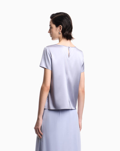 Emporio Armani Satin blouse in a silk blend with short sleeves Essential