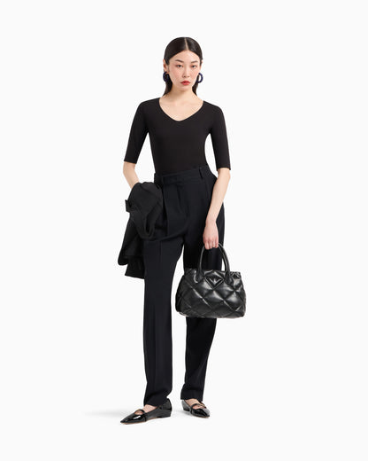 Emporio Armani Viscose stretch jersey V-neck jumper with three-quarter length sleeves