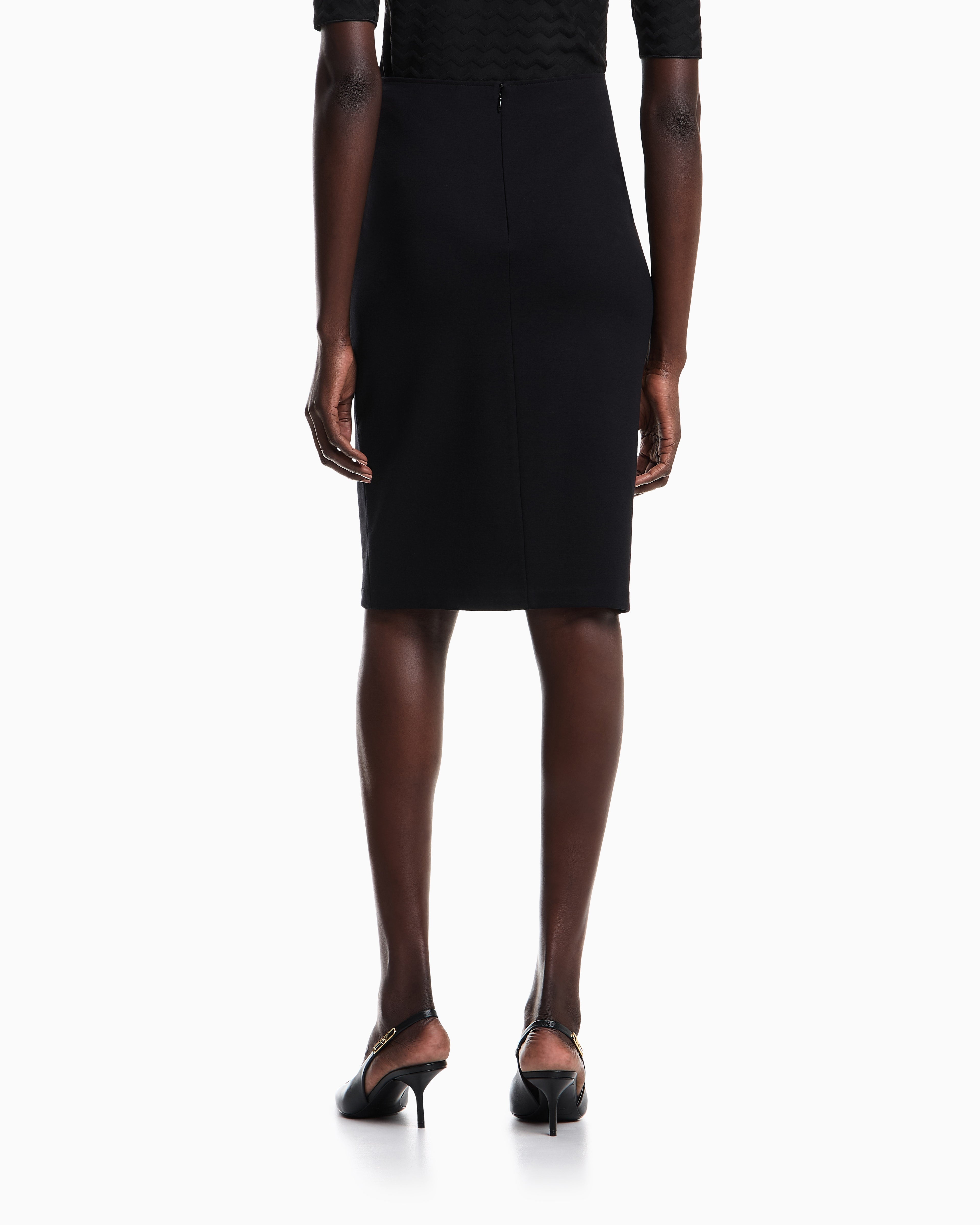 Emporio Armani Knee length skirt in stretch viscose Milano stitch Essential