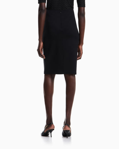 Emporio Armani Knee length skirt in stretch viscose Milano stitch Essential