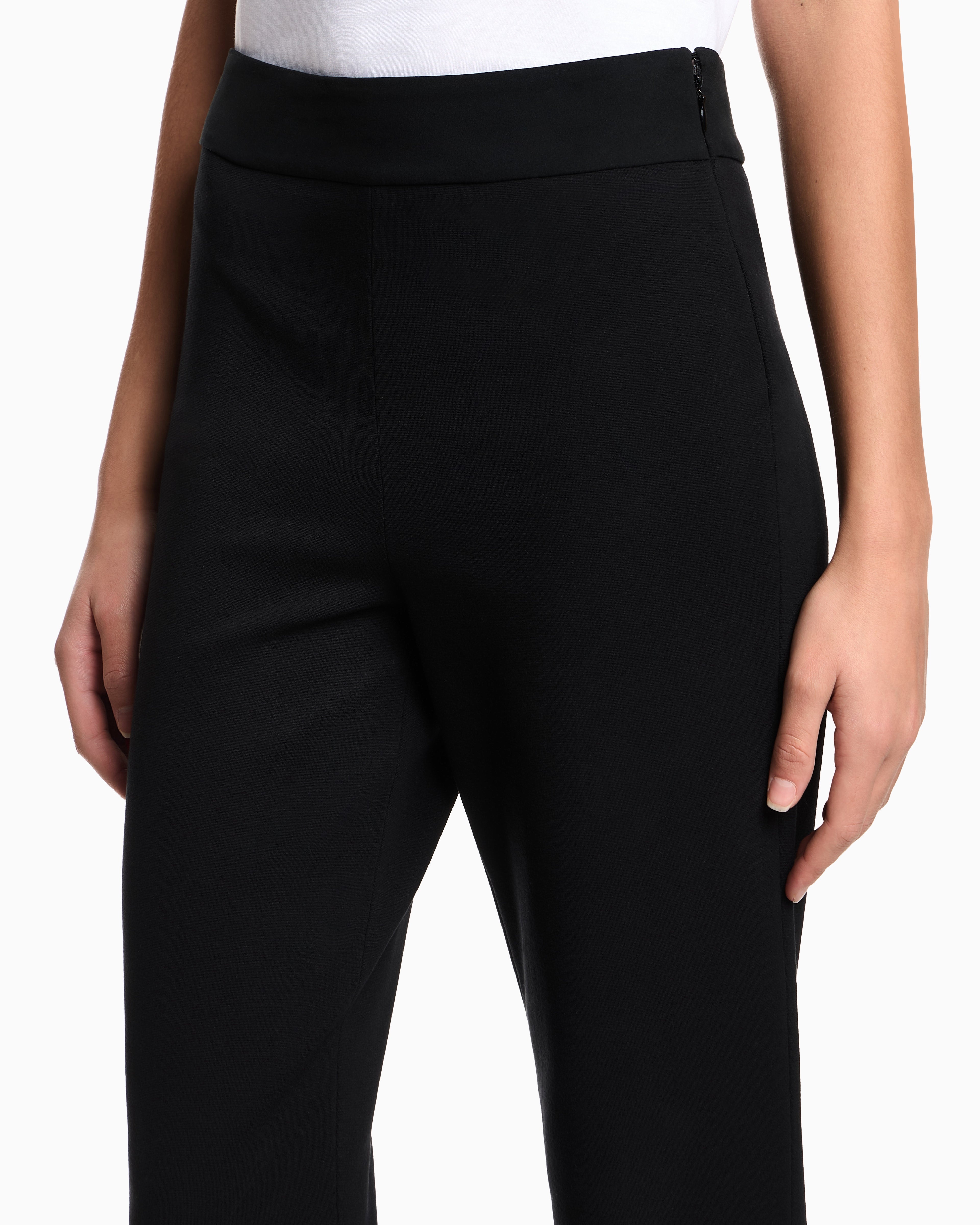 Emporio Armani Slim fit trousers in Milano knit fabric with satin band