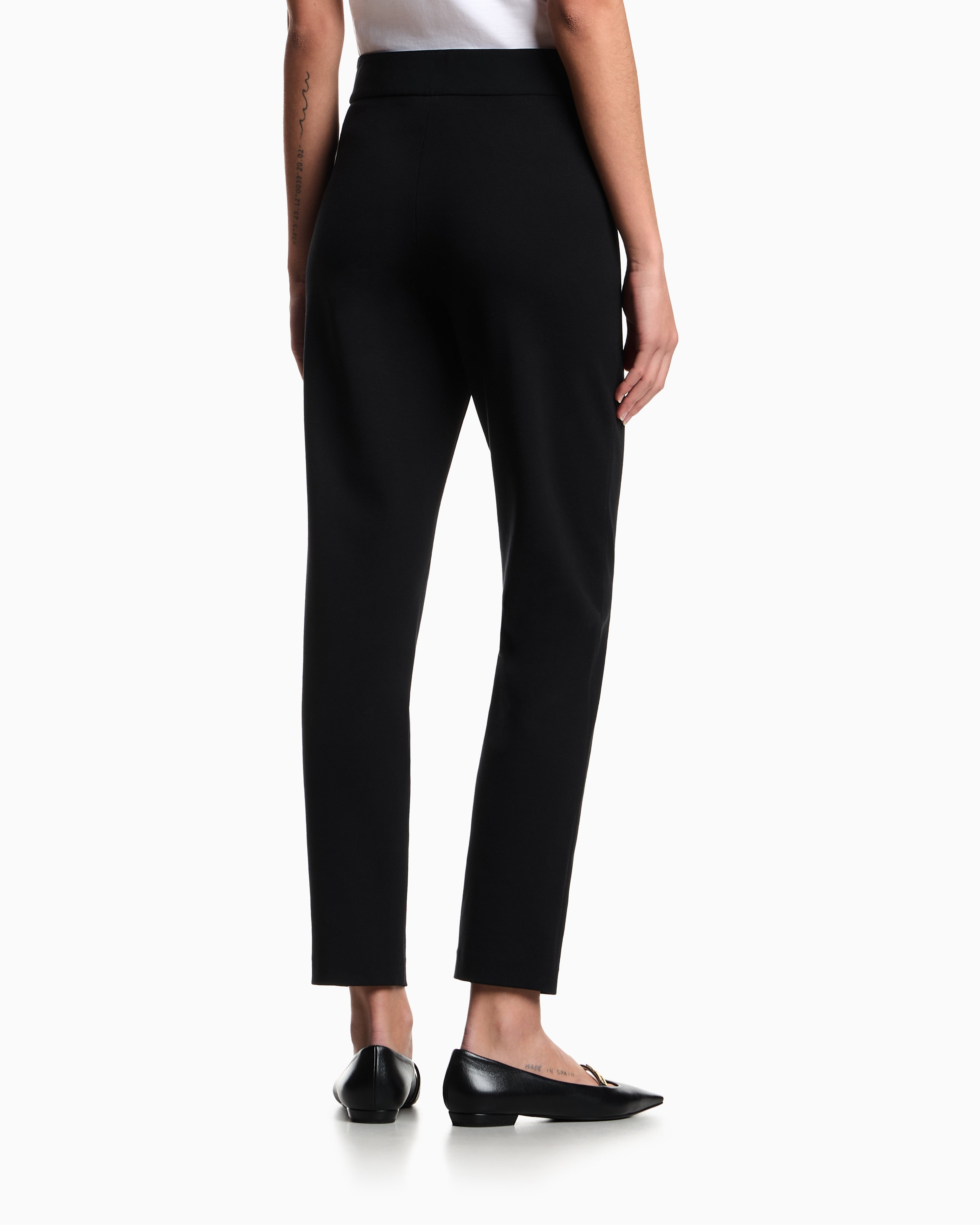 Emporio Armani Slim fit trousers in Milano knit fabric with satin band
