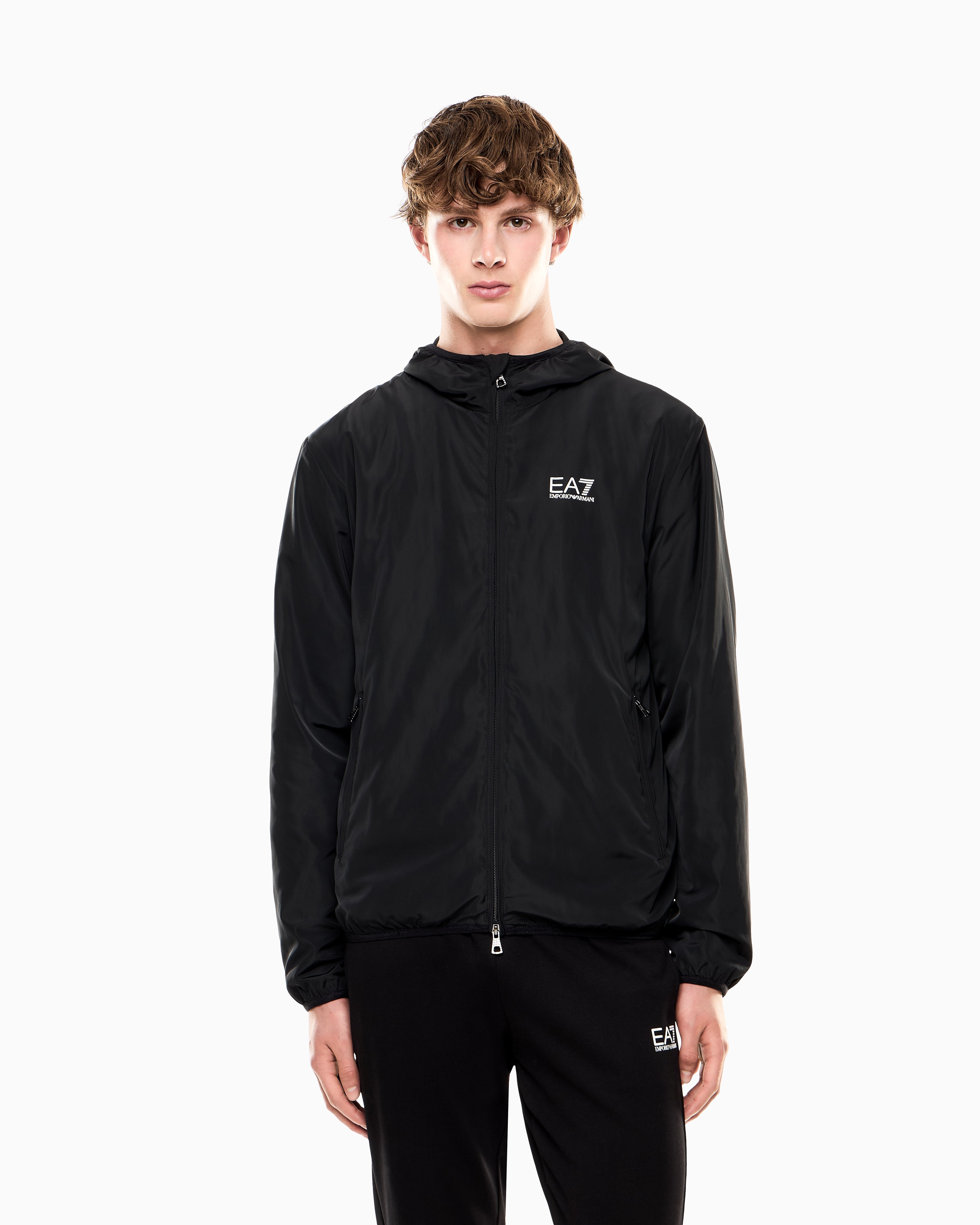 EA7 Technical hooded bomber with zip closure Core Identity