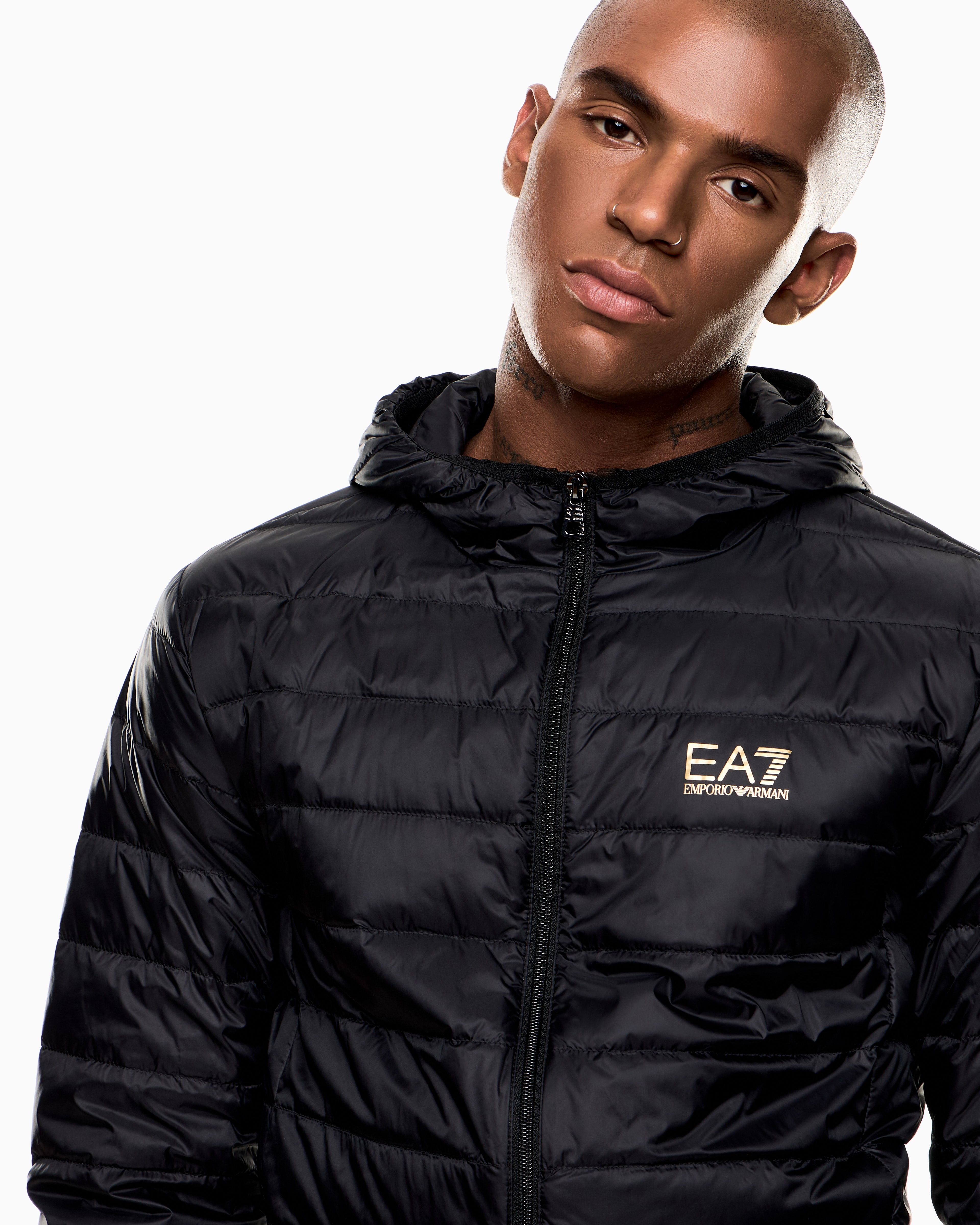 EA7 Core Identity packable down jacket with hood