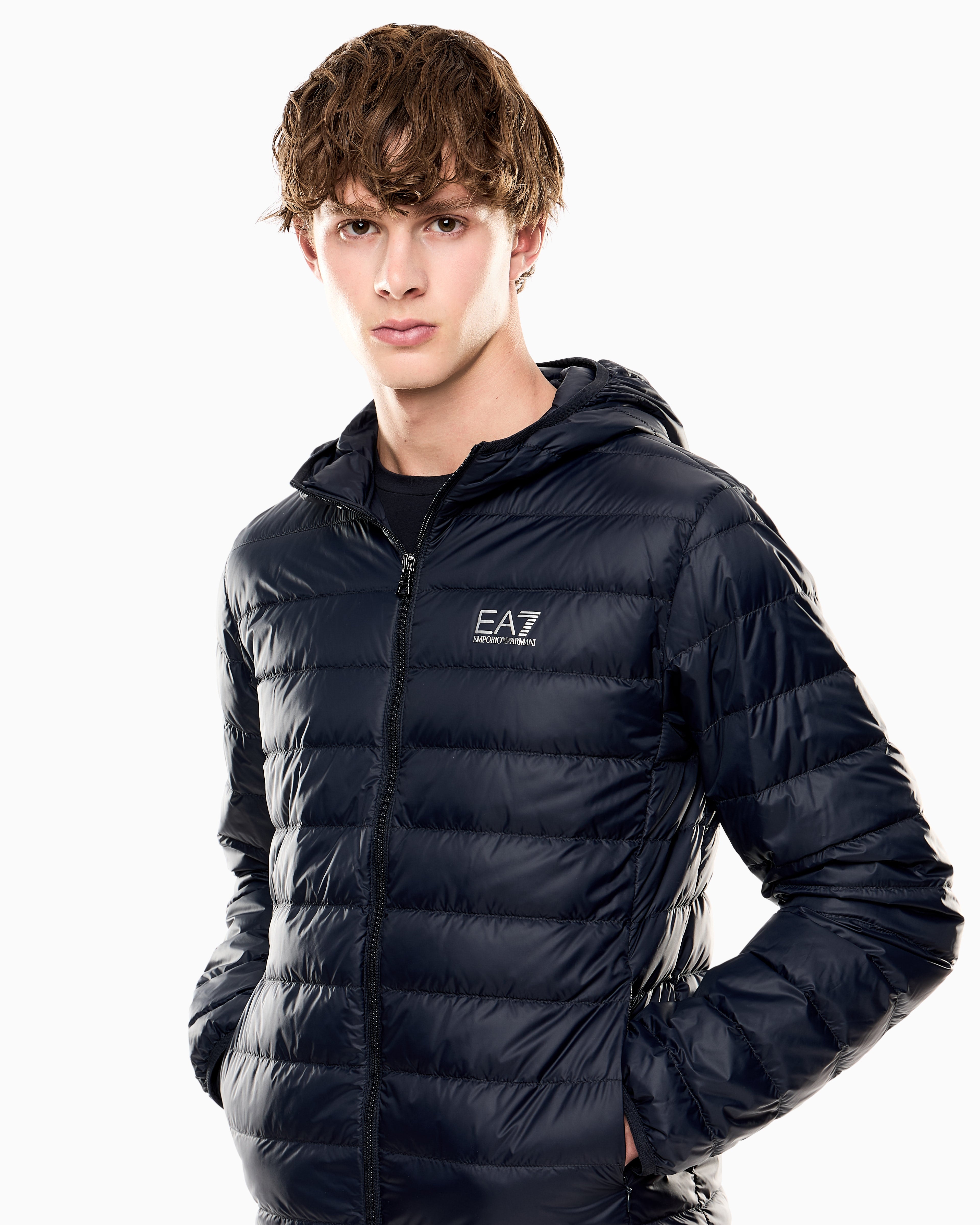 EA7 Core Identity packable down jacket with hood