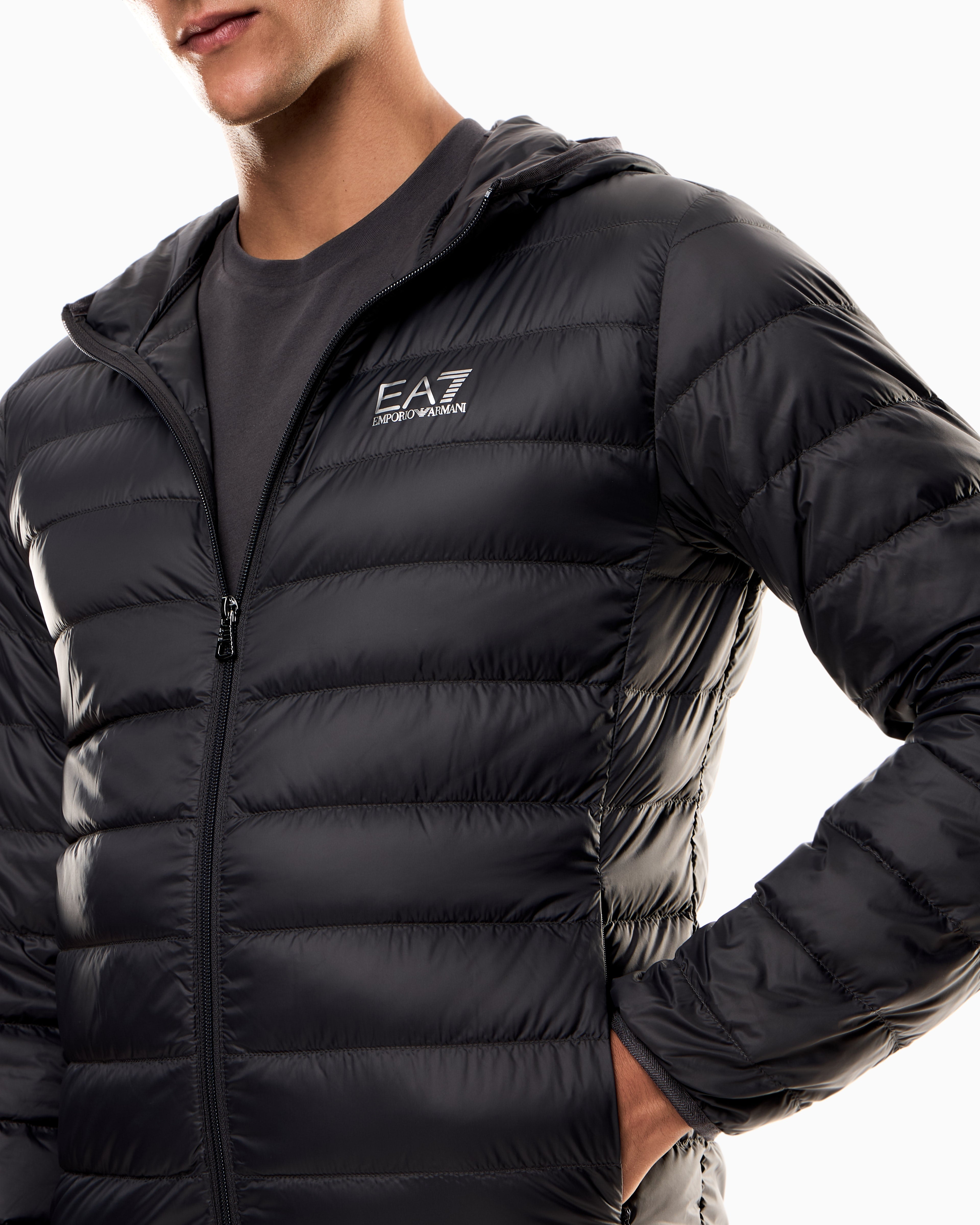 EA7 Core Identity packable down jacket with hood