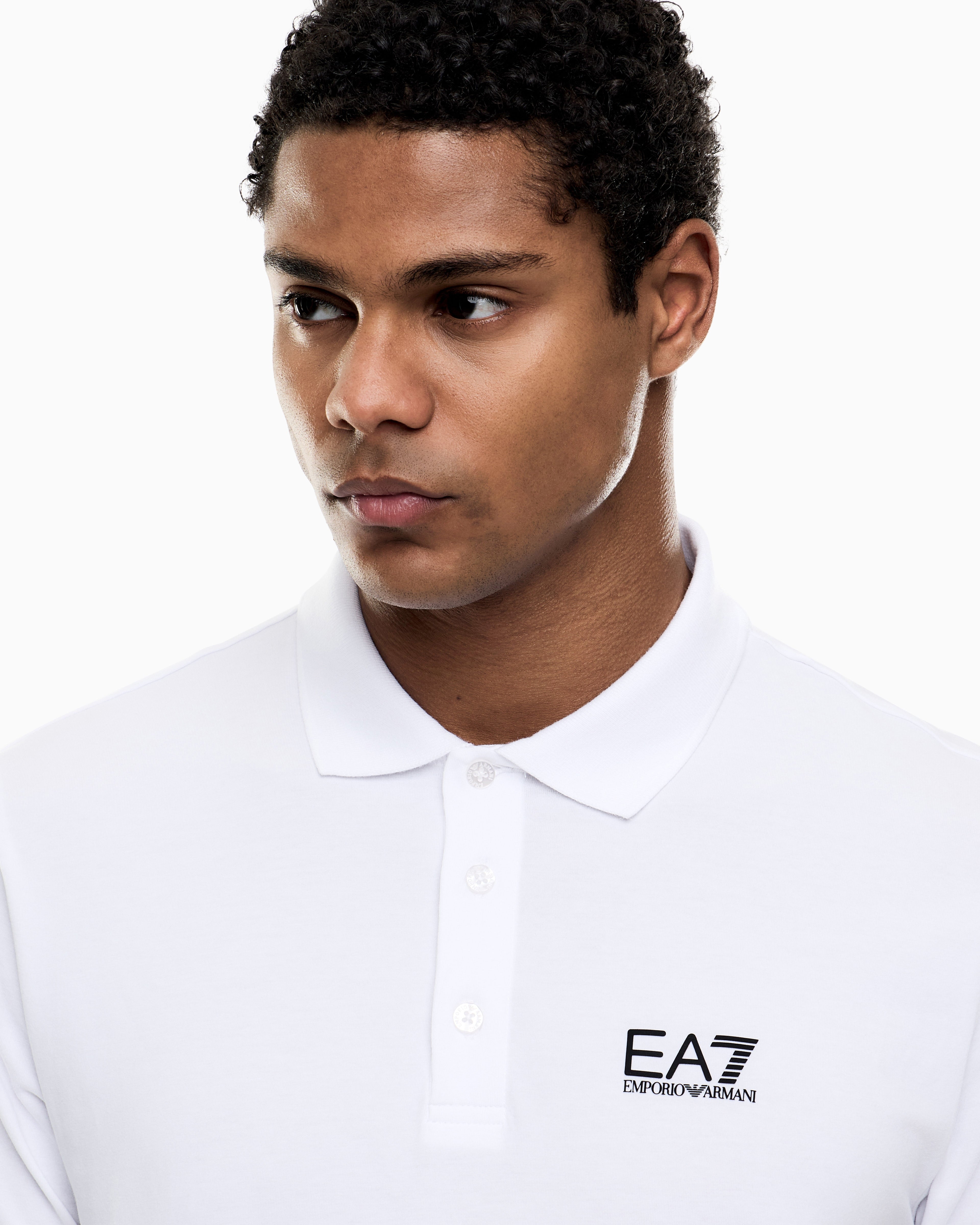 EA7 Stretch polo in cotton jersey with chest logo Core Identity