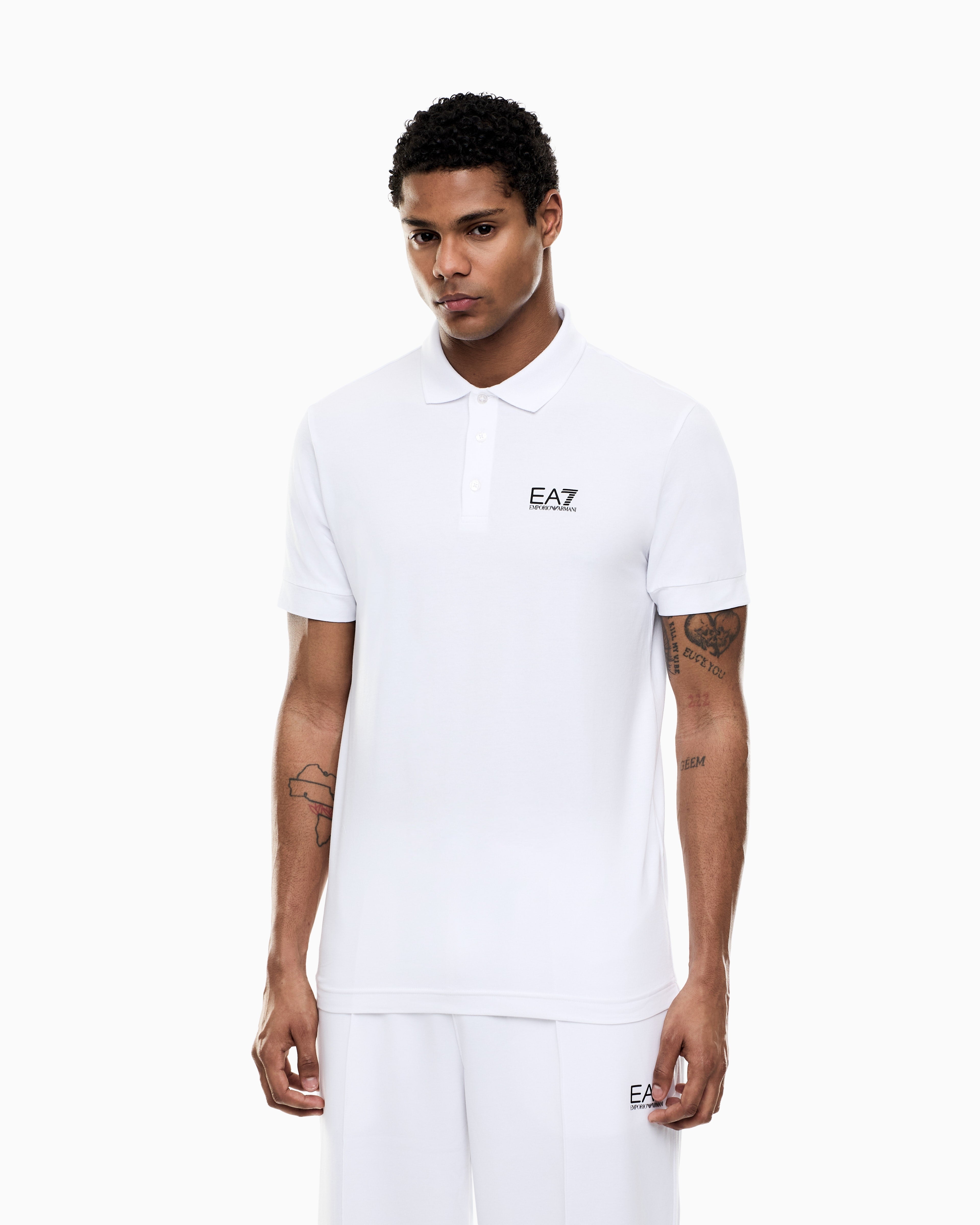 EA7 Core Identity stretch-cotton polo shirt