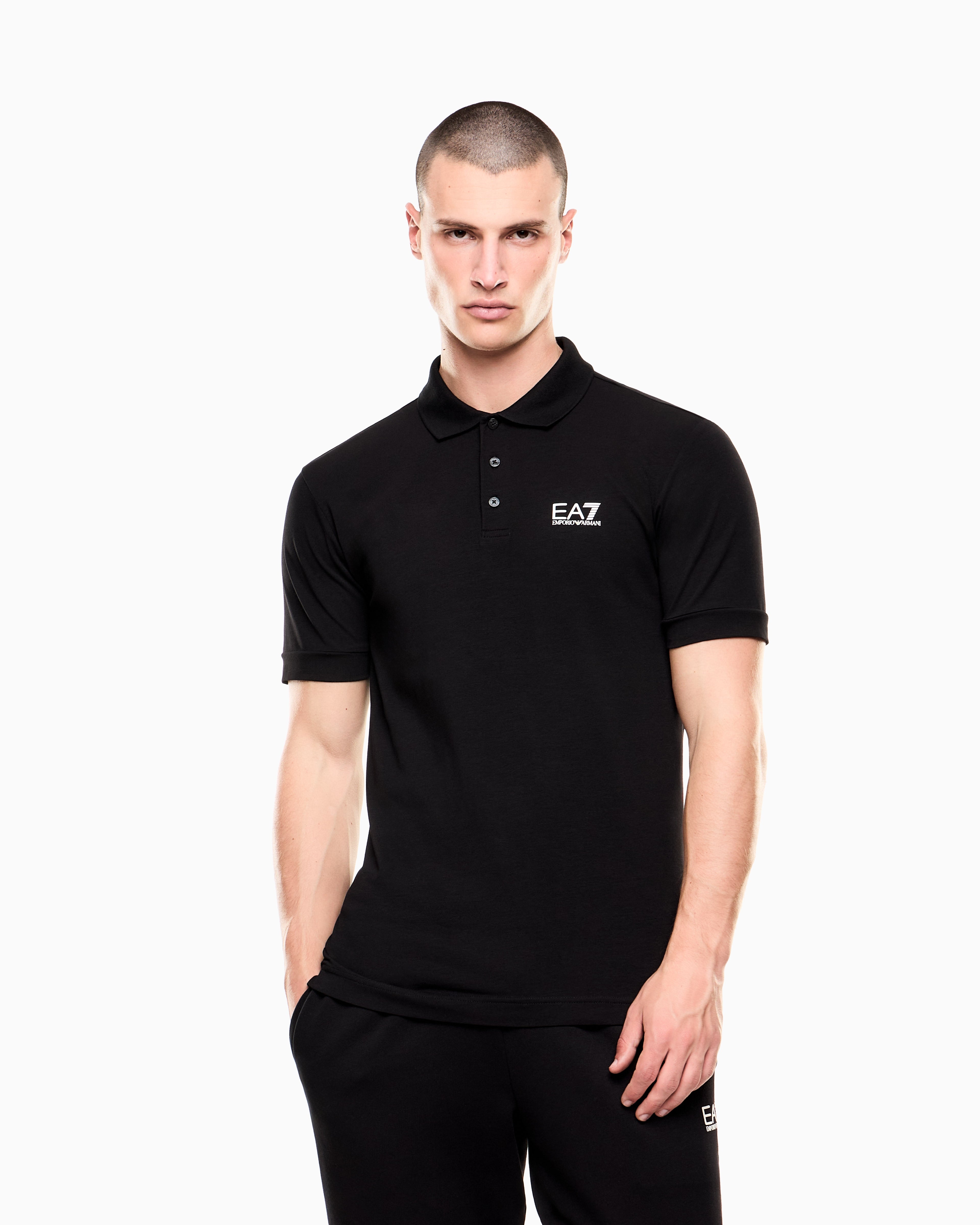 EA7 Stretch polo in cotton jersey with chest logo Core Identity