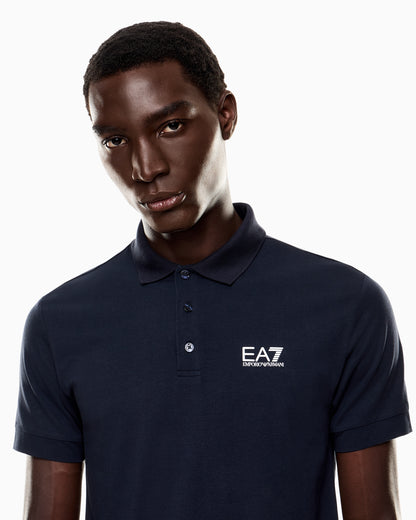 EA7 Stretch polo in cotton jersey with chest logo Core Identity