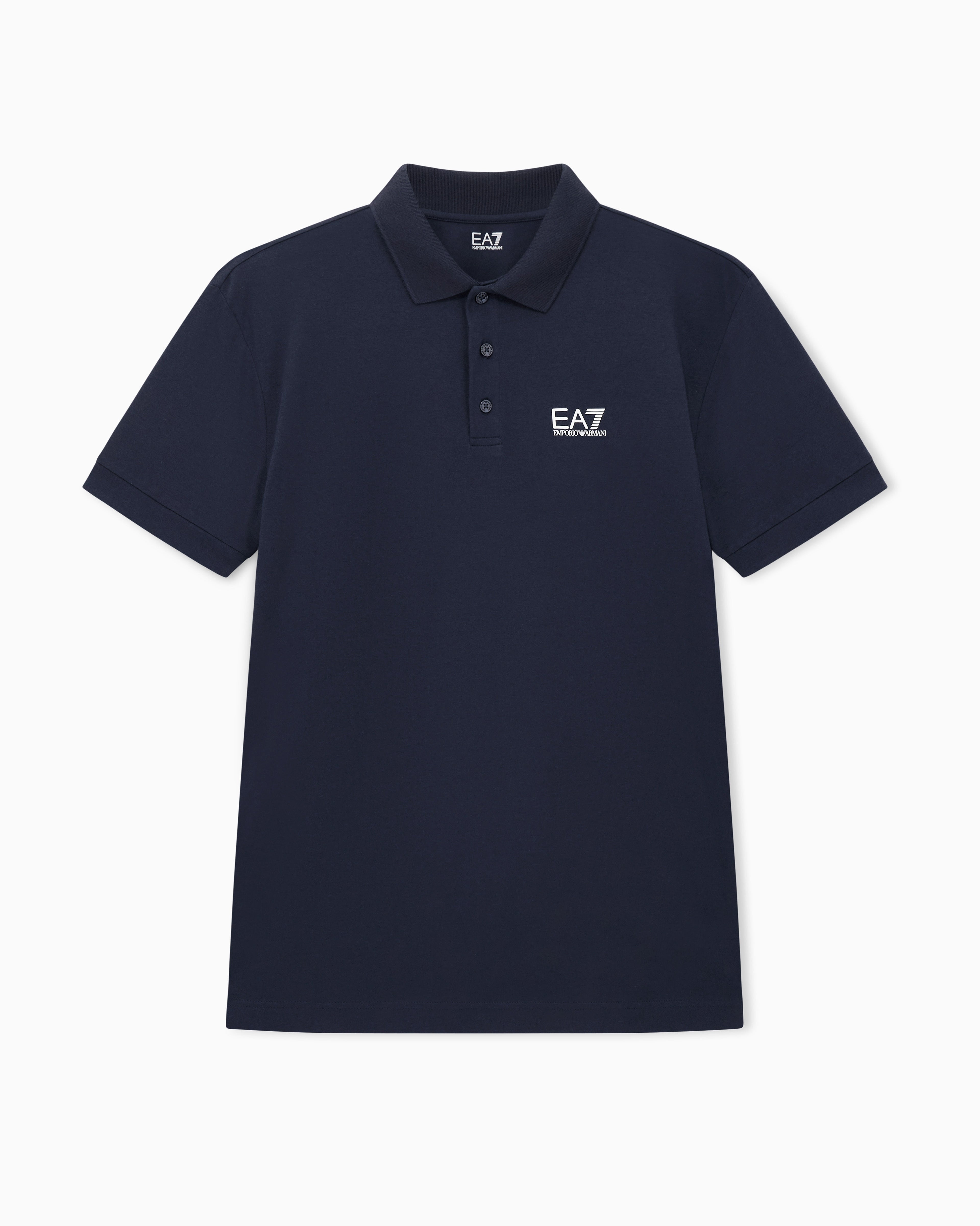 EA7 Stretch polo in cotton jersey with chest logo Core Identity