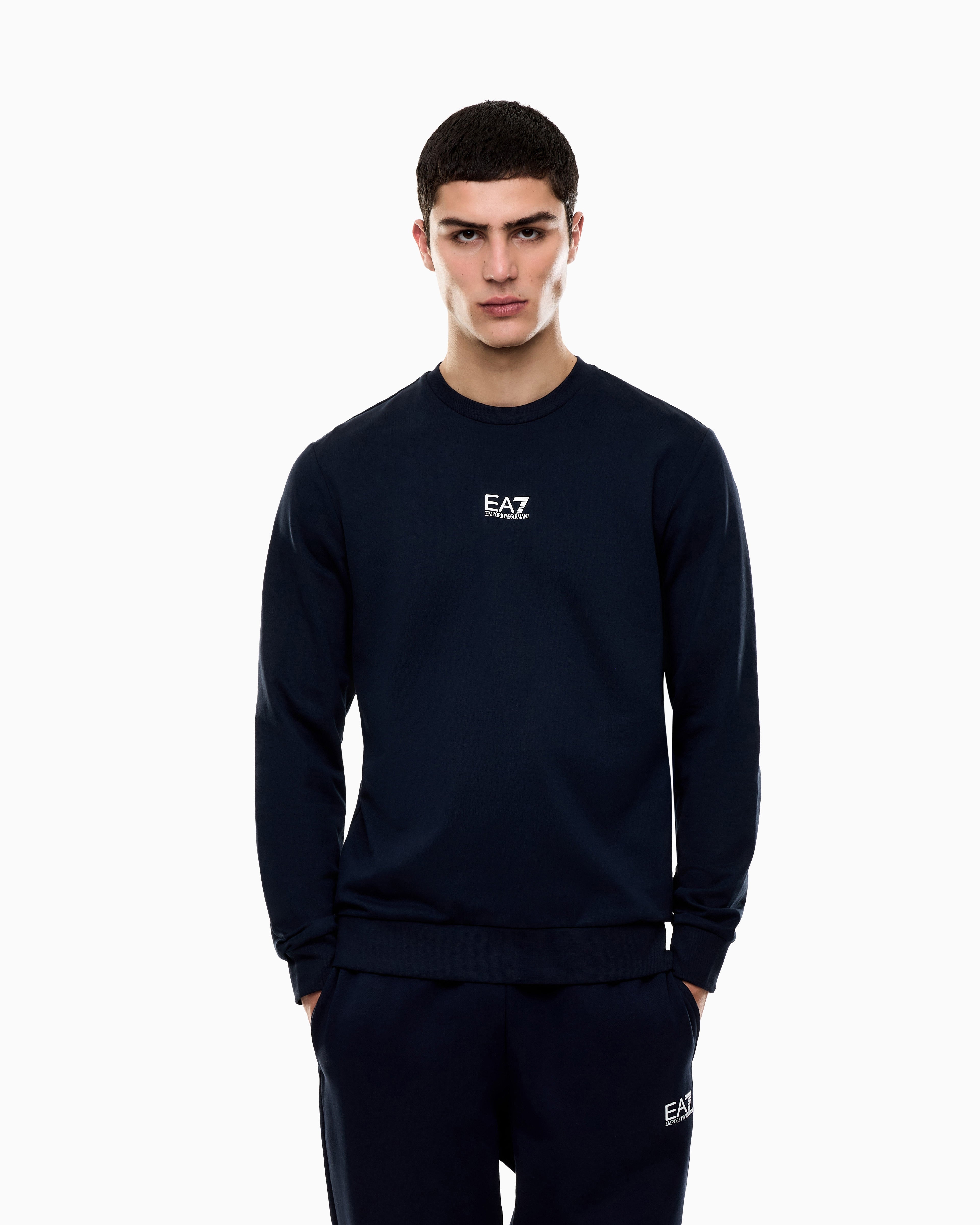 EA7 Long sleeve sweatshirt in cotton with logo Core Identity