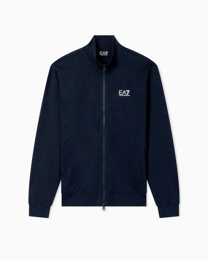 EA7 Cotton zip up with a stand-up collar and logo Core Identity