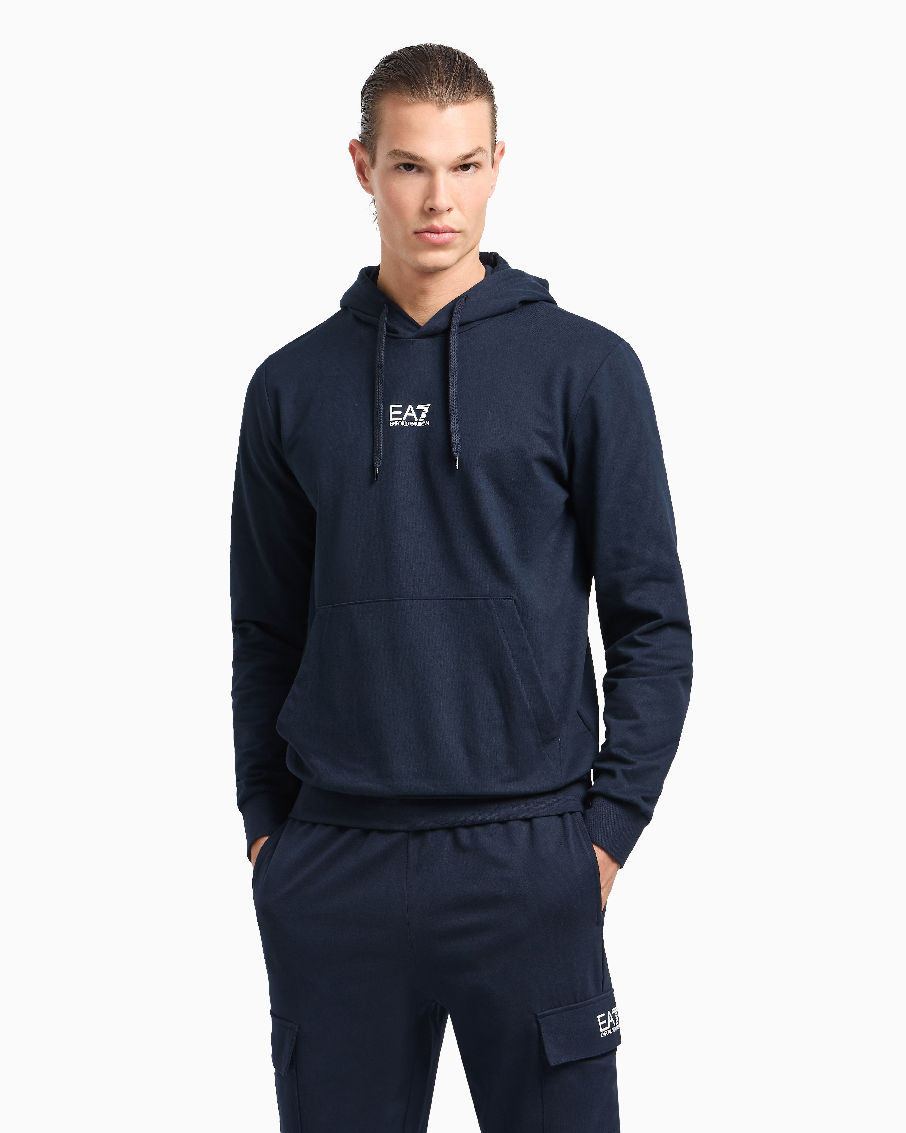 EA7 Core Identity cotton hooded sweatshirt
