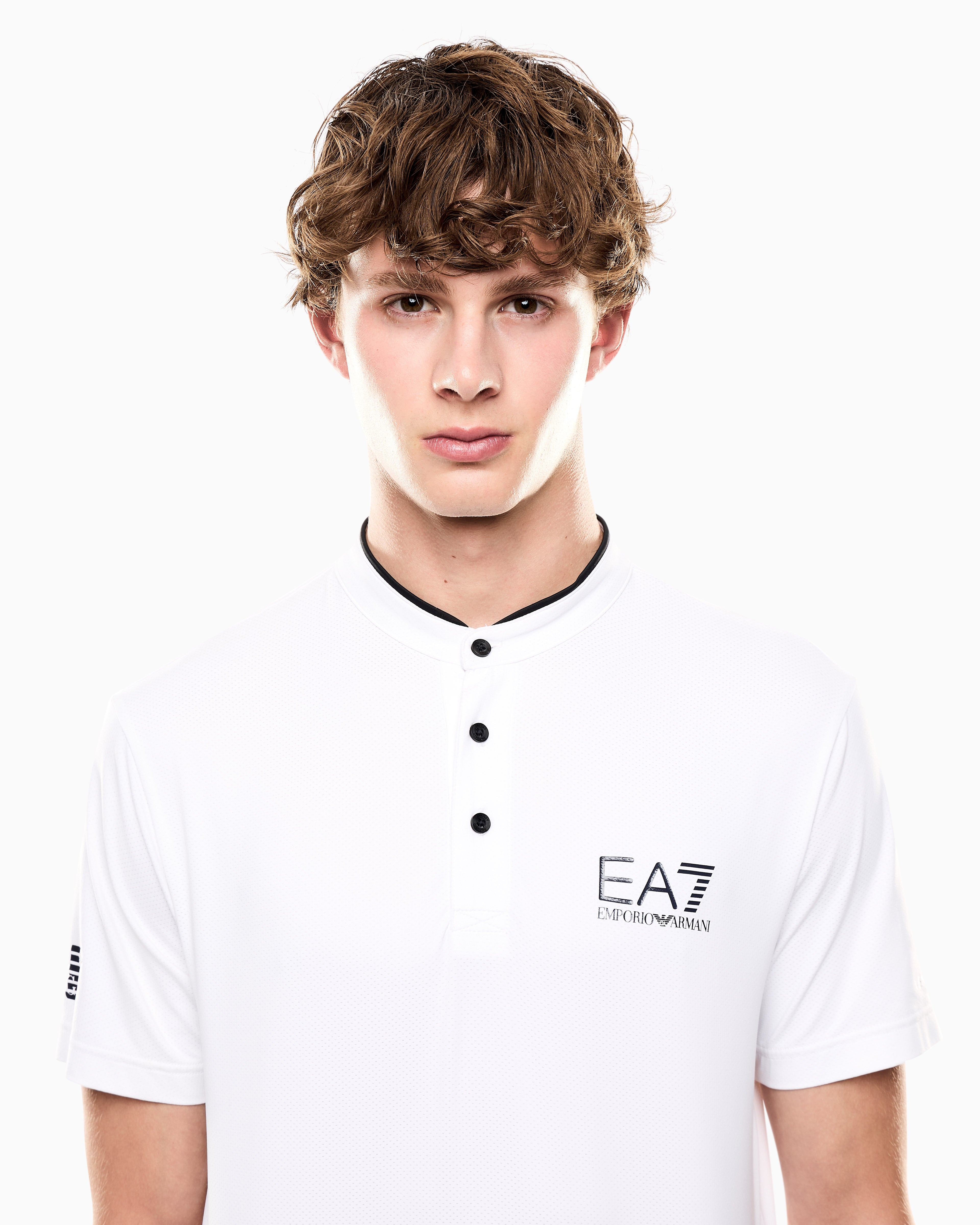 EA7 Tennis Pro Henley-collar polo shirt in VENTUS7 technical fabric