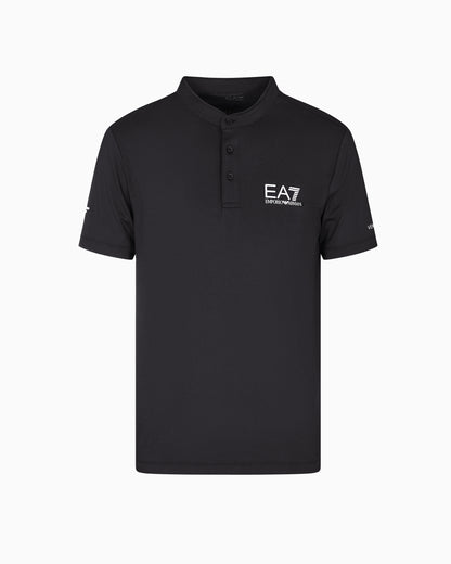 EA7 Tennis Pro Henley-collar polo shirt in VENTUS7 technical fabric