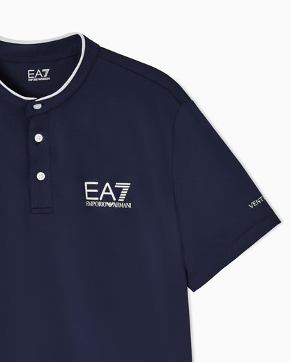 EA7 Tennis Pro Henley-collar polo shirt in VENTUS7 technical fabric