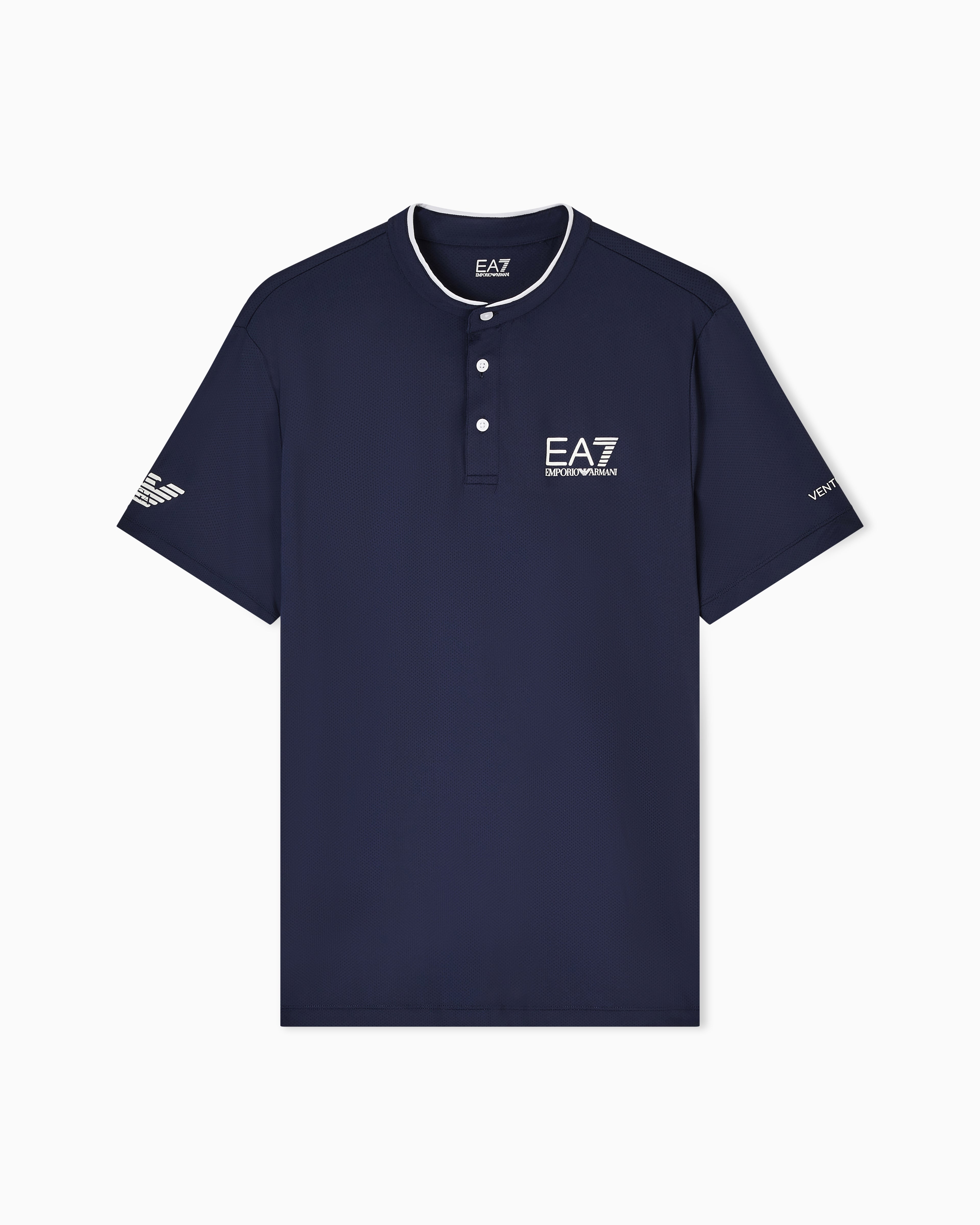 EA7 Tennis Pro Henley-collar polo shirt in VENTUS7 technical fabric