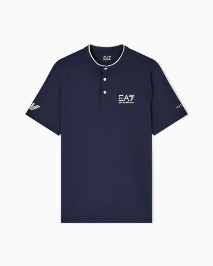 EA7 Tennis Pro Henley-collar polo shirt in VENTUS7 technical fabric