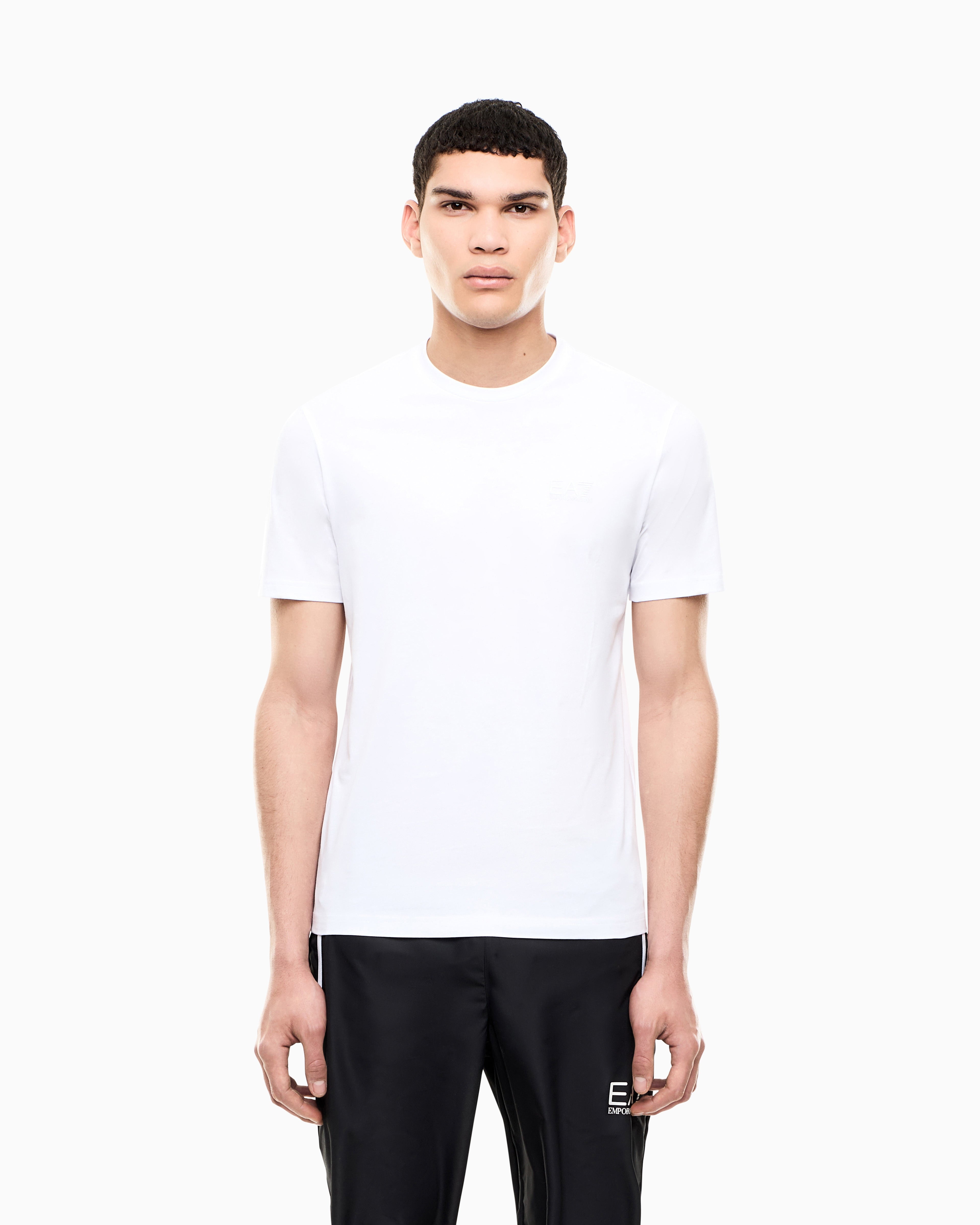 EA7 Cotton shirt in Pima jersey with crew neck Core Identity