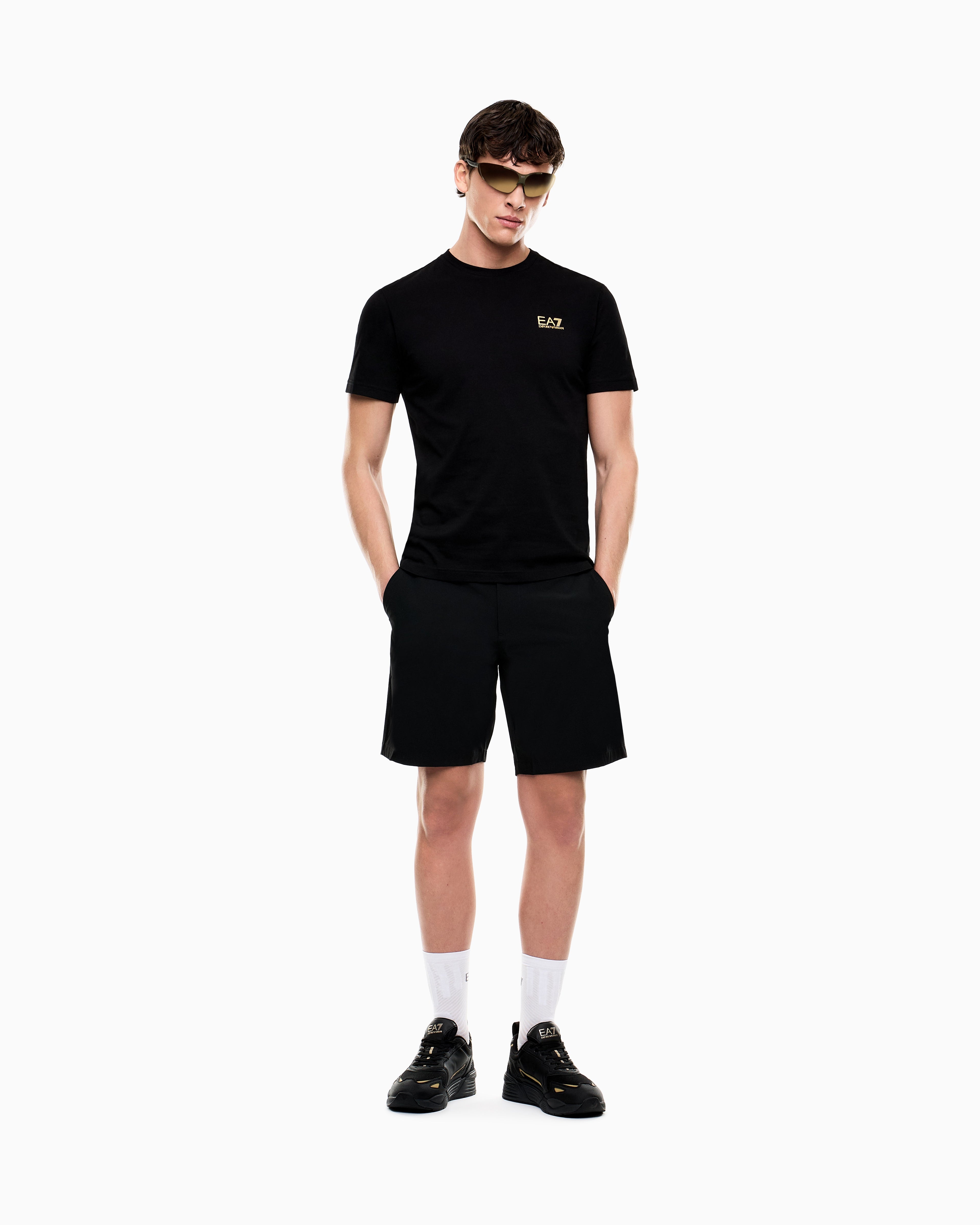 EA7 Cotton shirt in Pima jersey with crew neck Core Identity