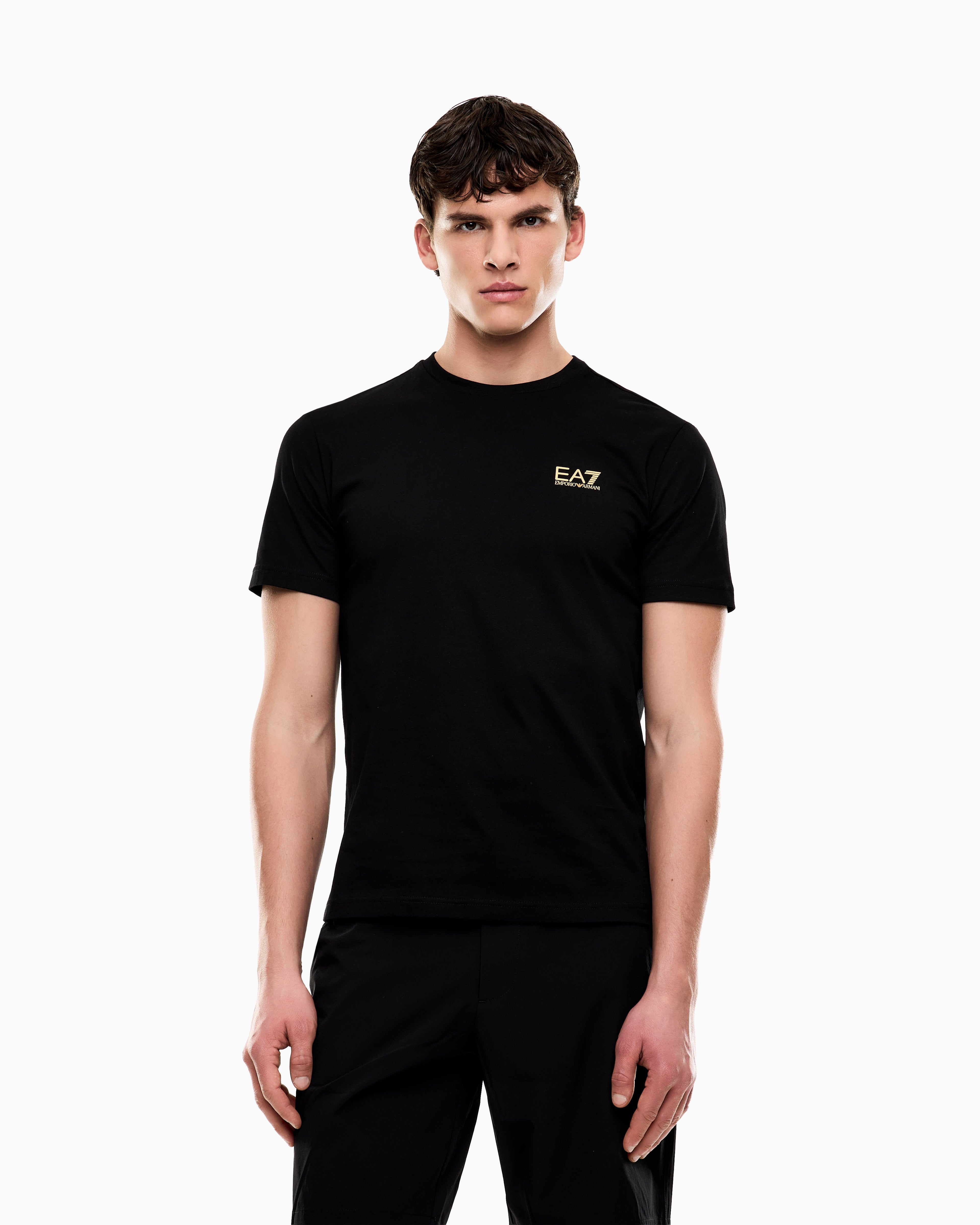 EA7 Cotton shirt in Pima jersey with crew neck Core Identity