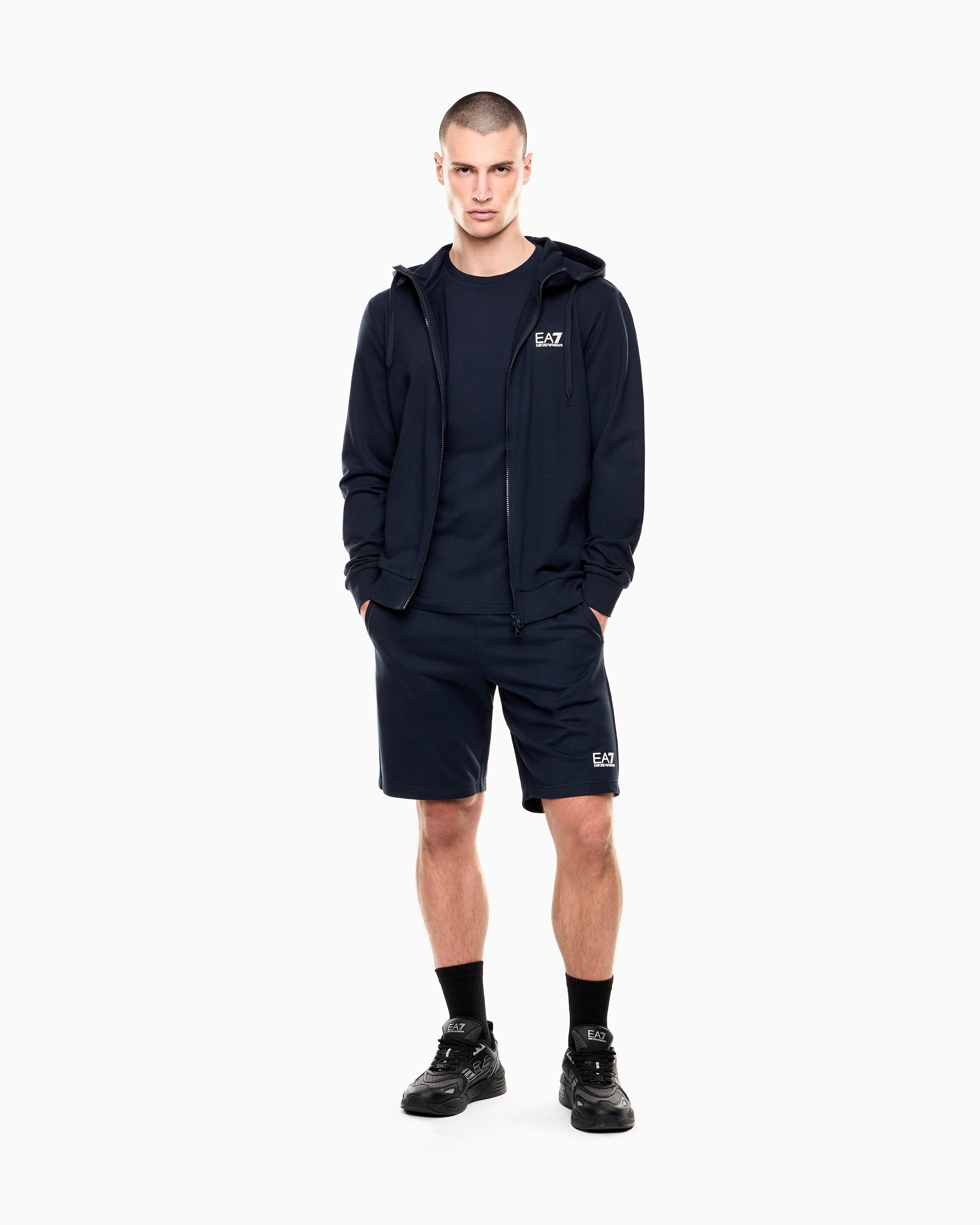 EA7 Cotton shirt in Pima jersey with crew neck Core Identity