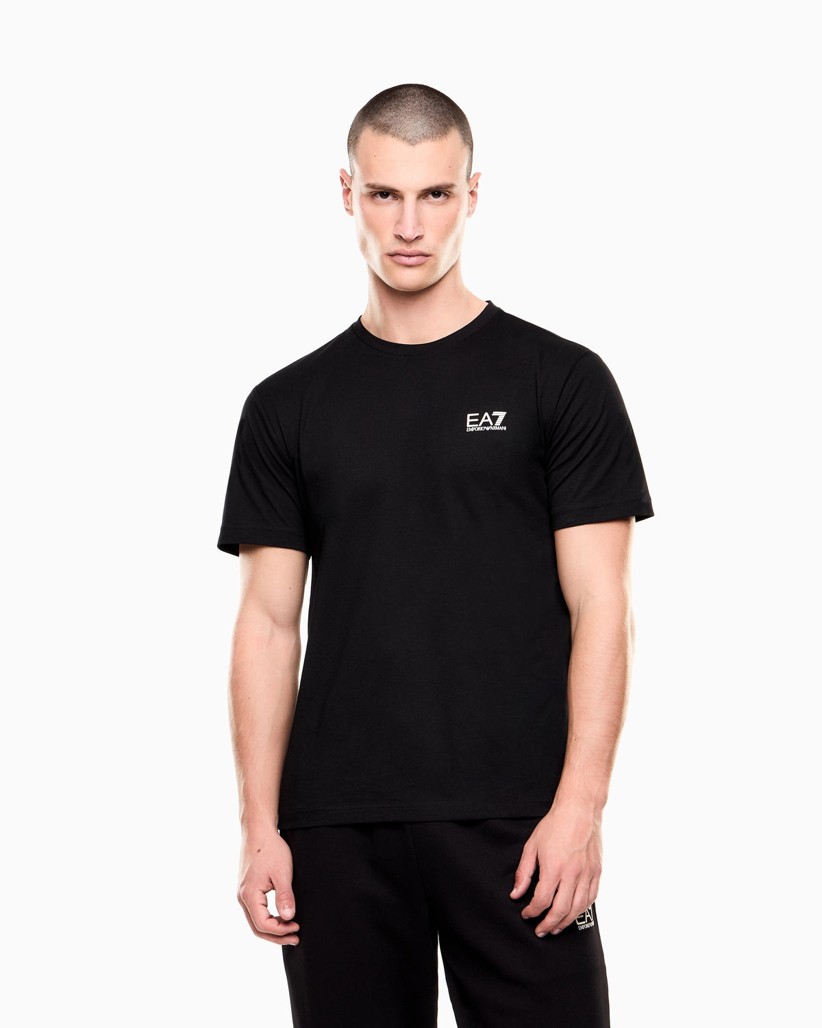 EA7 Cotton shirt in Pima jersey with crew neck Core Identity