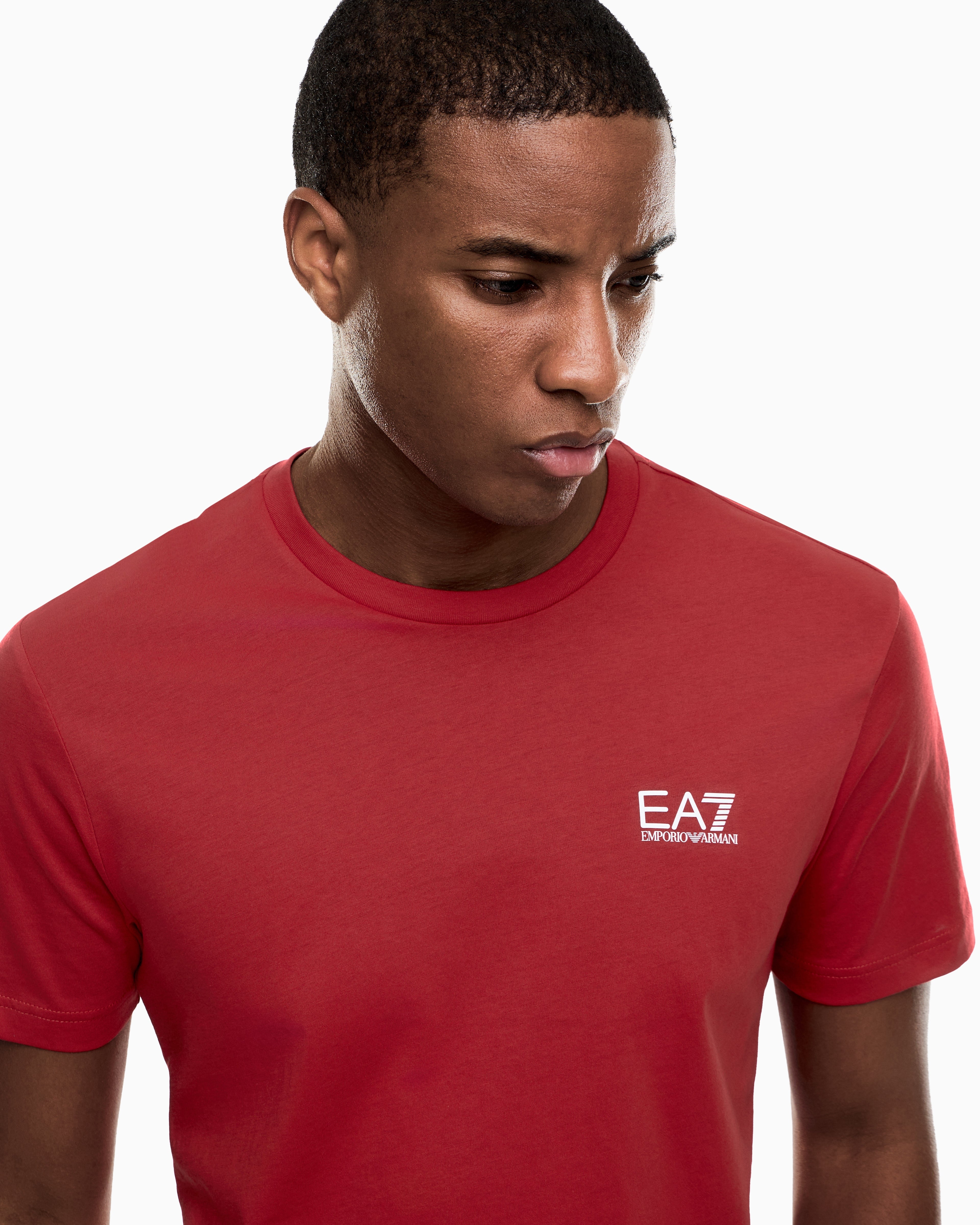 EA7 Cotton shirt in Pima jersey with crew neck Core Identity