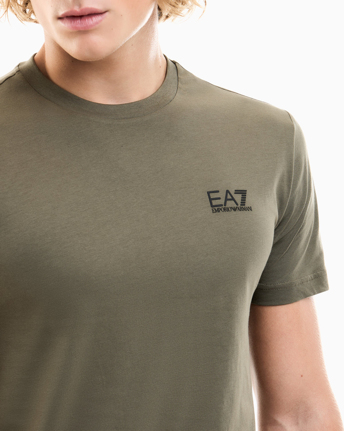 EA7 Cotton shirt in Pima jersey with crew neck Core Identity