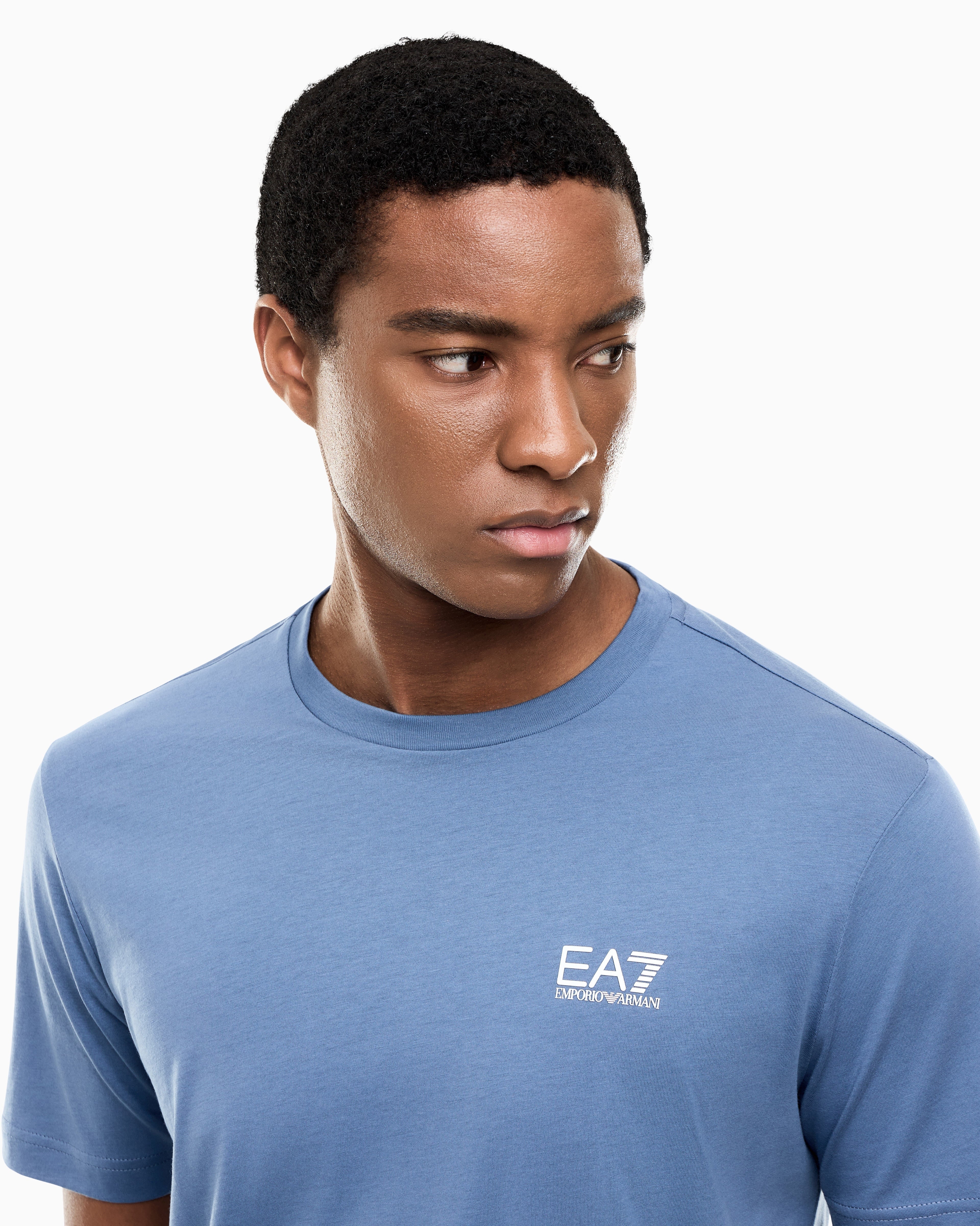 EA7 Cotton shirt in Pima jersey with crew neck Core Identity