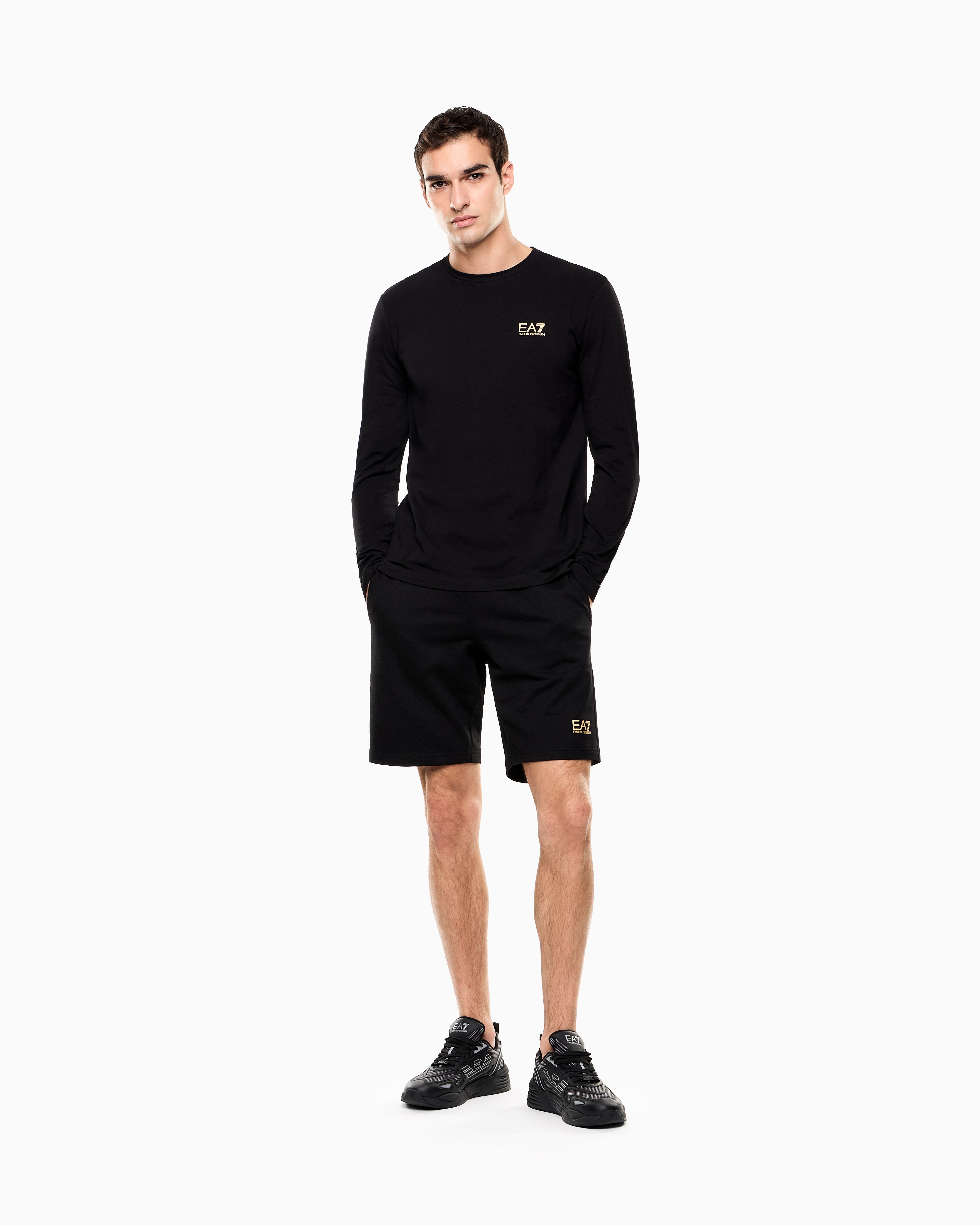 EA7 Crew neck t-shirt Core Identity in cotton with long sleeves