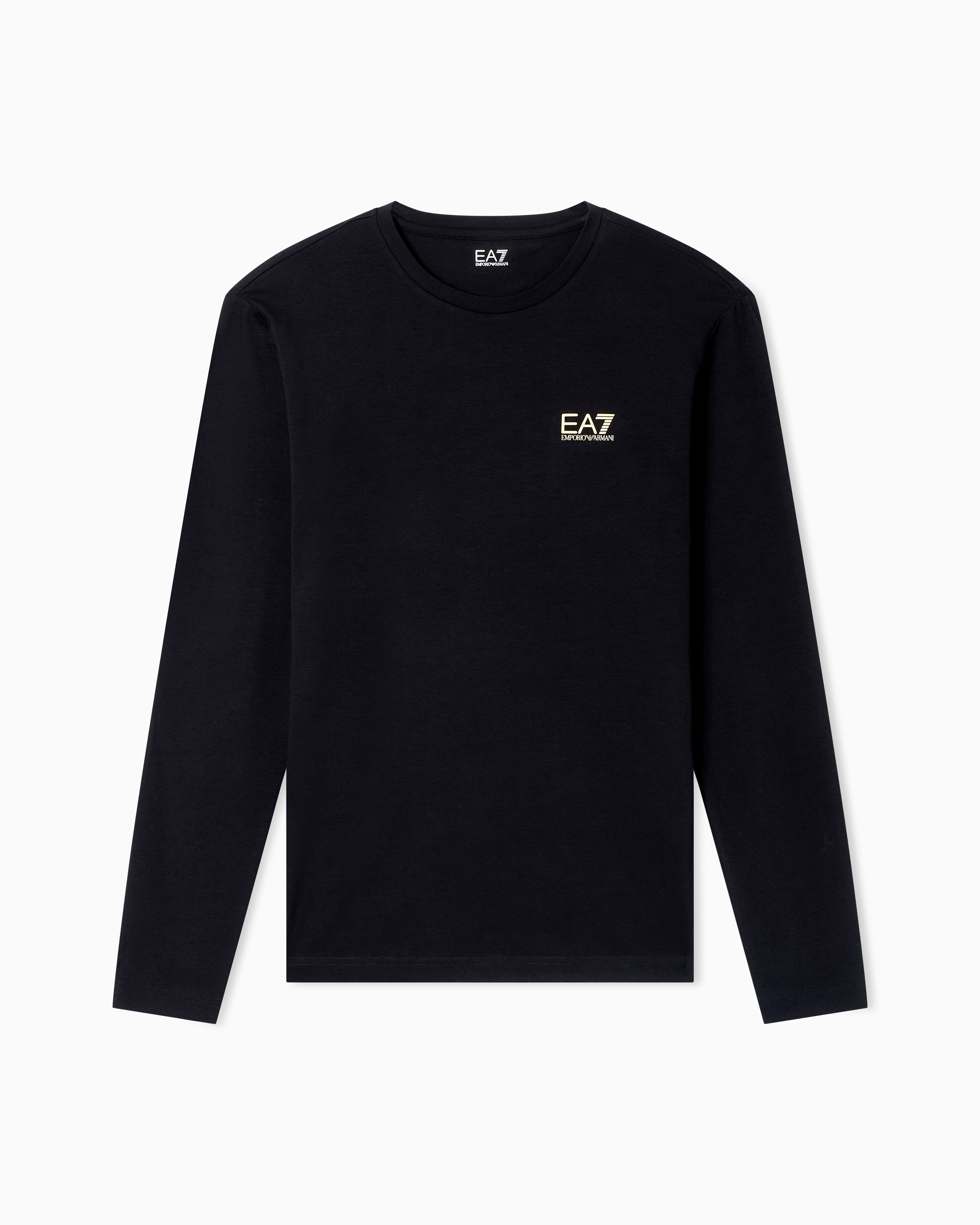 EA7 Crew neck t-shirt Core Identity in cotton with long sleeves