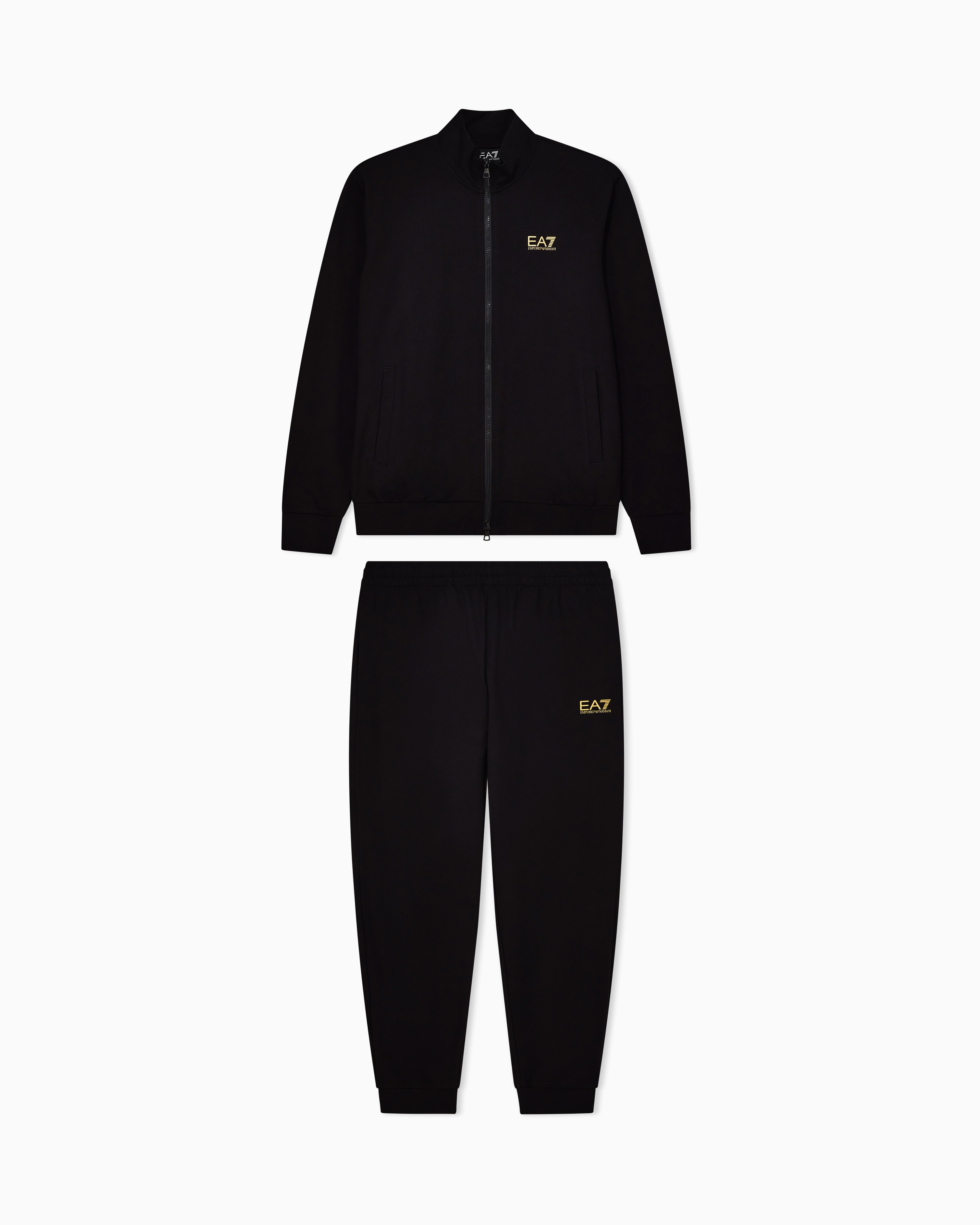 EA7 Cotton suit with zip and stand collar Core Identity